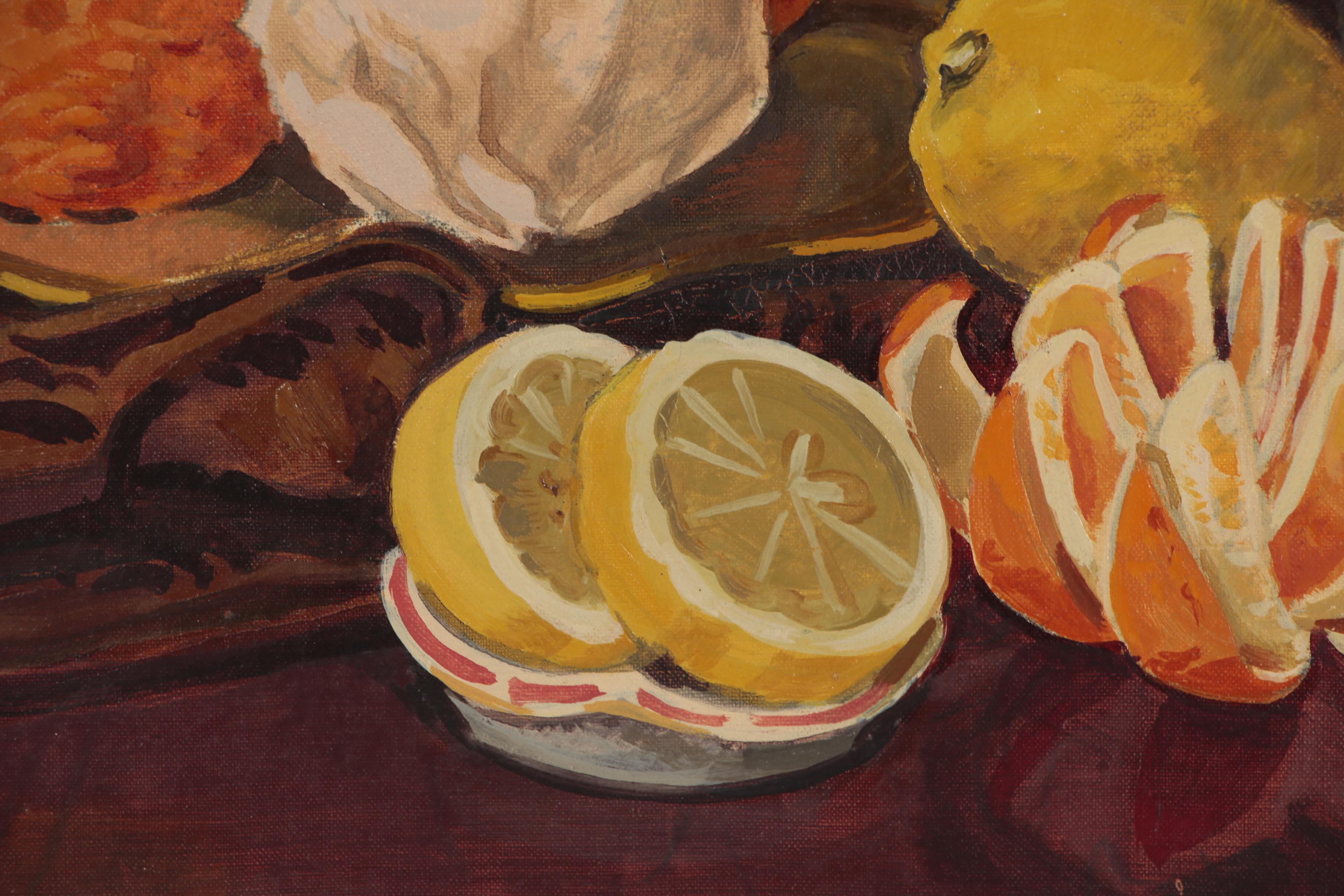Glass Oil Painting of Still Life with Citrus