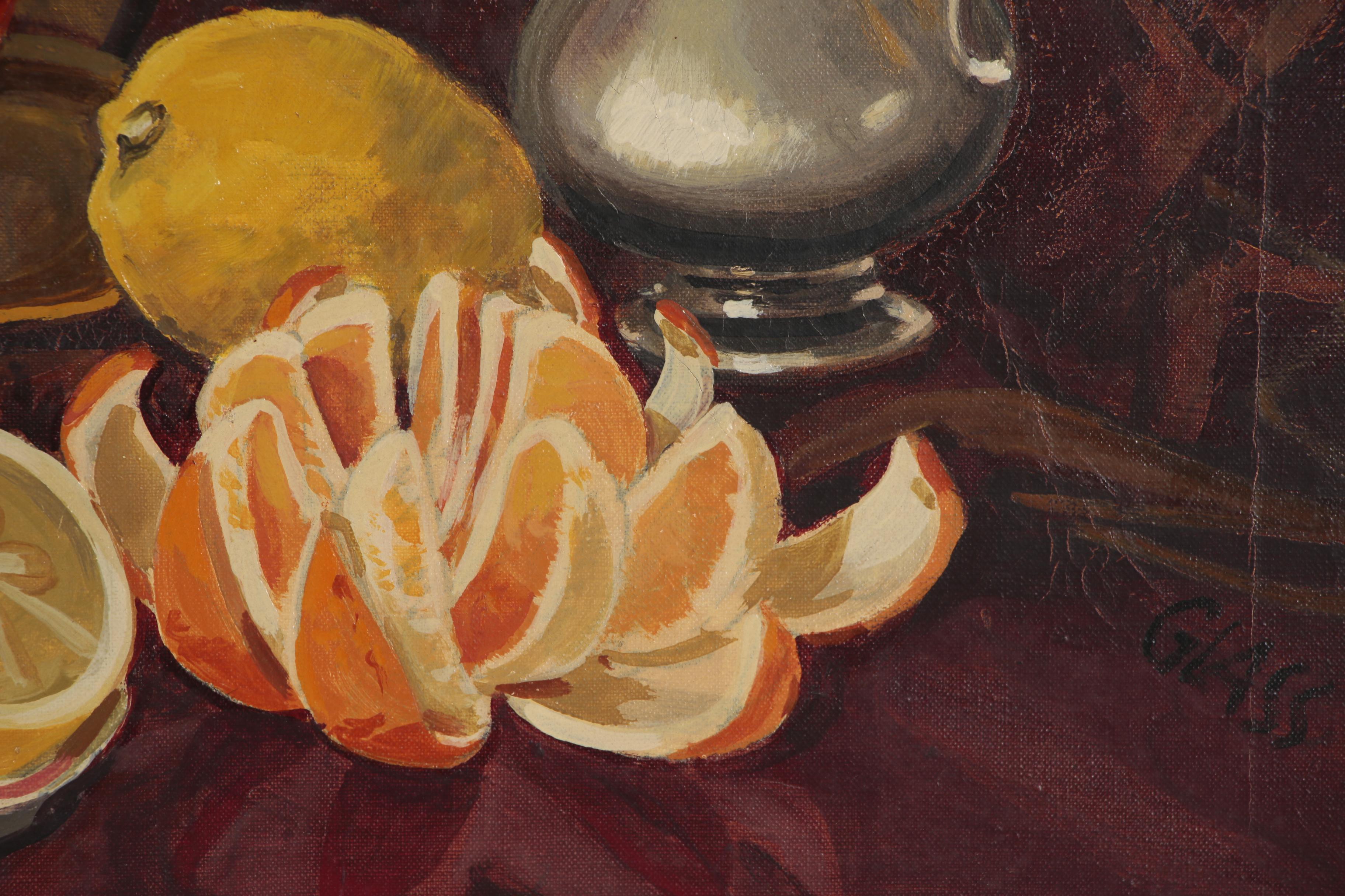 Glass Oil Painting of Still Life with Citrus