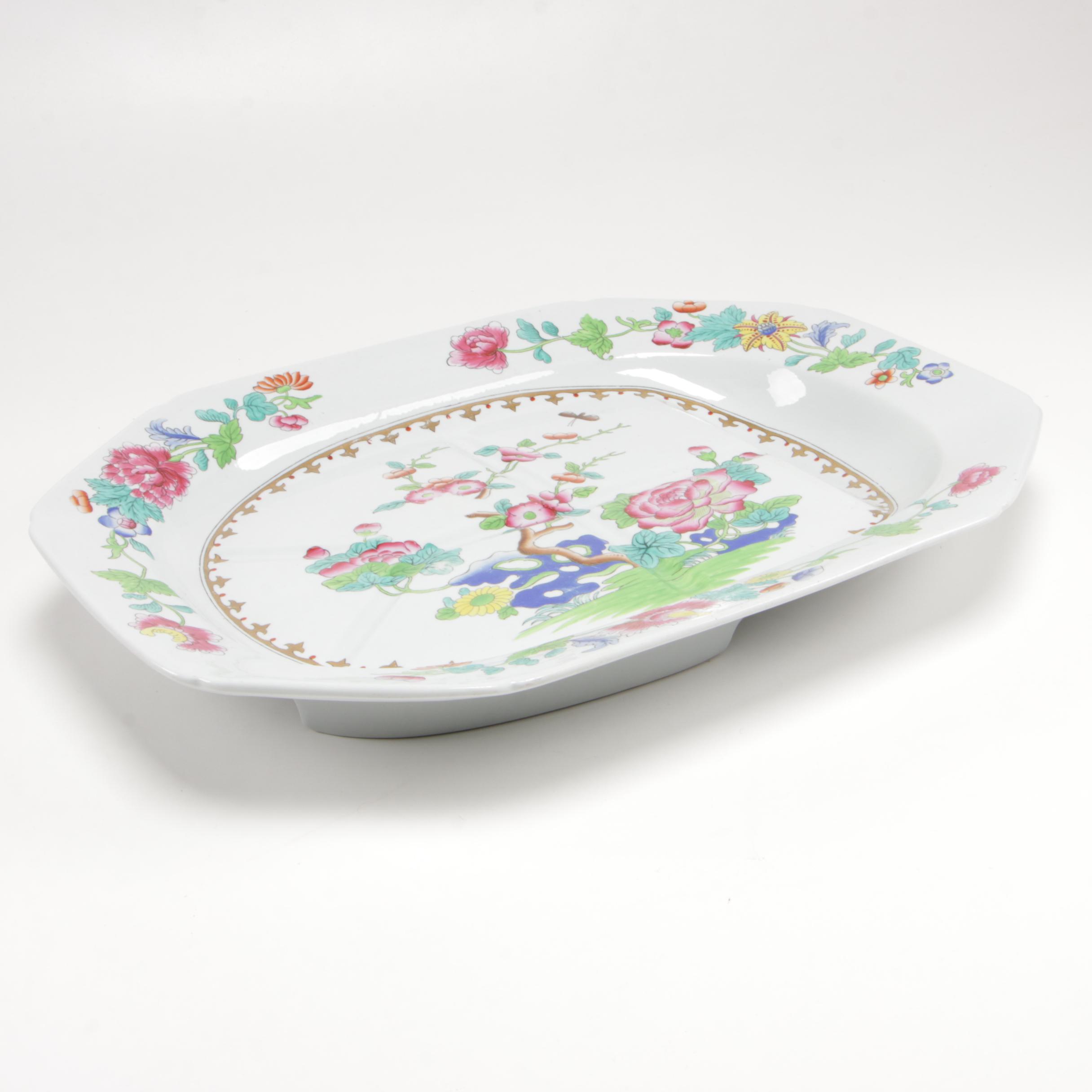 Josiah Spode Stone China Transferware Serving Platter with Gilt Trim, 1805-30