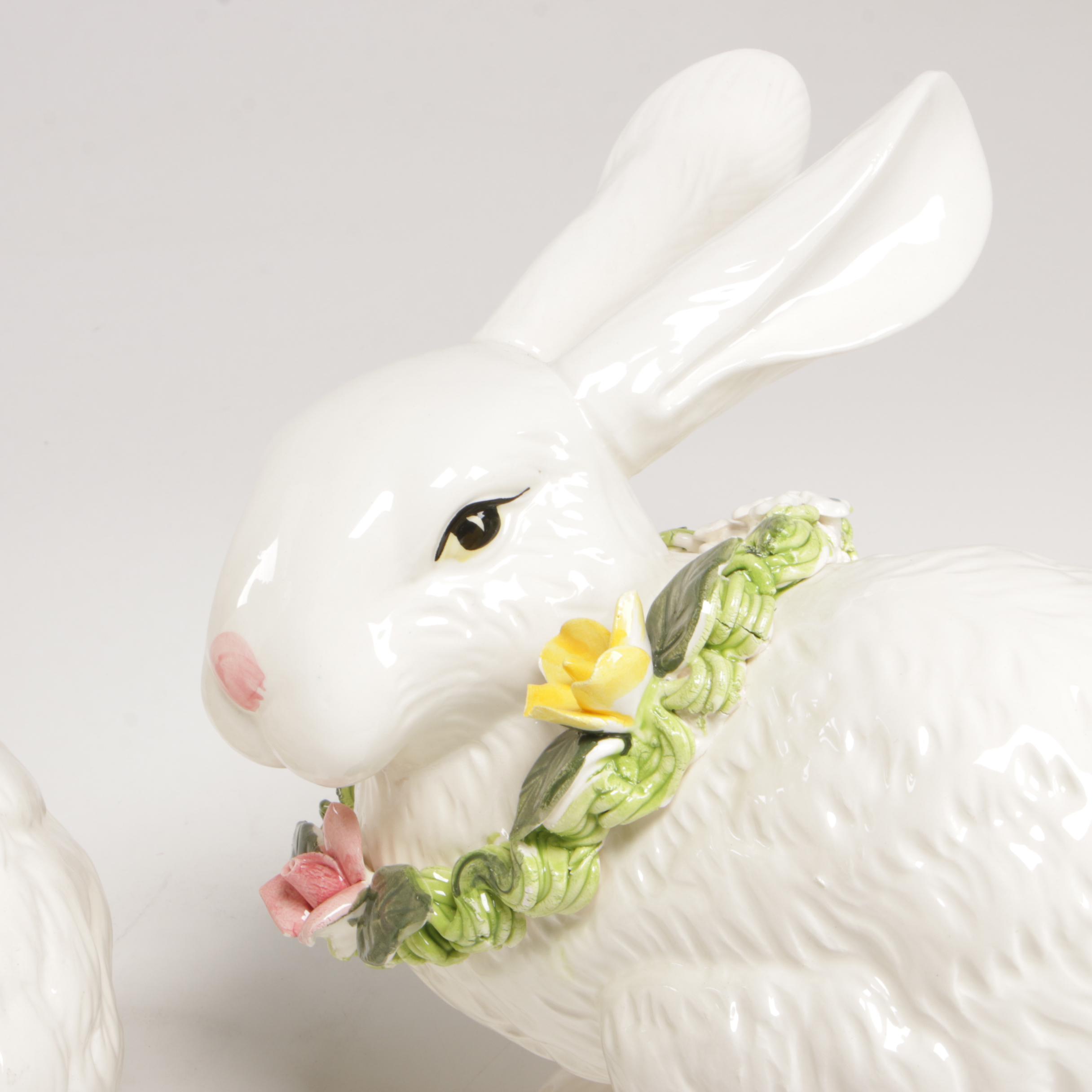 Ceramic Rabbit Figurines, Late 20th Century