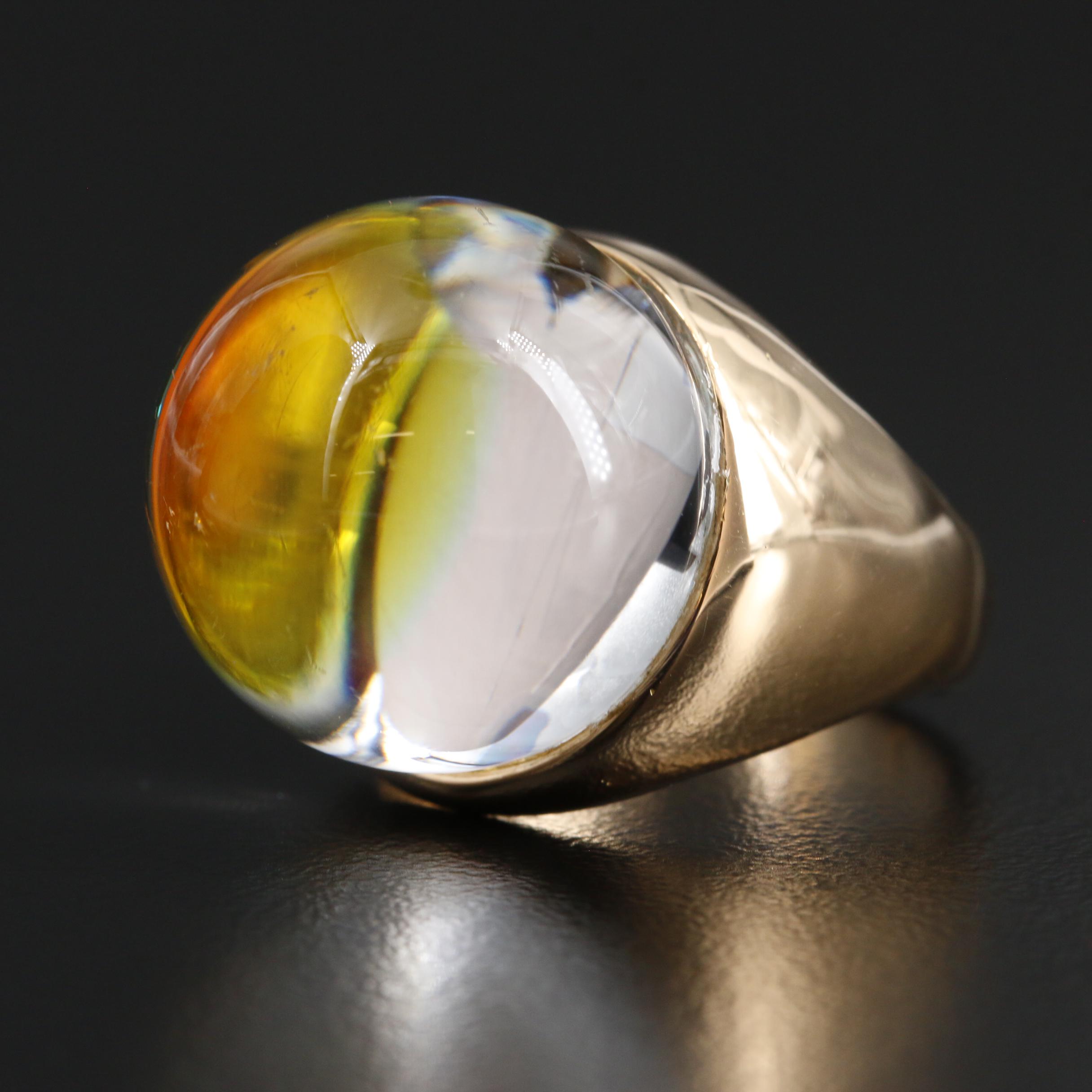 18K Gold Baccarat Crystal Ring