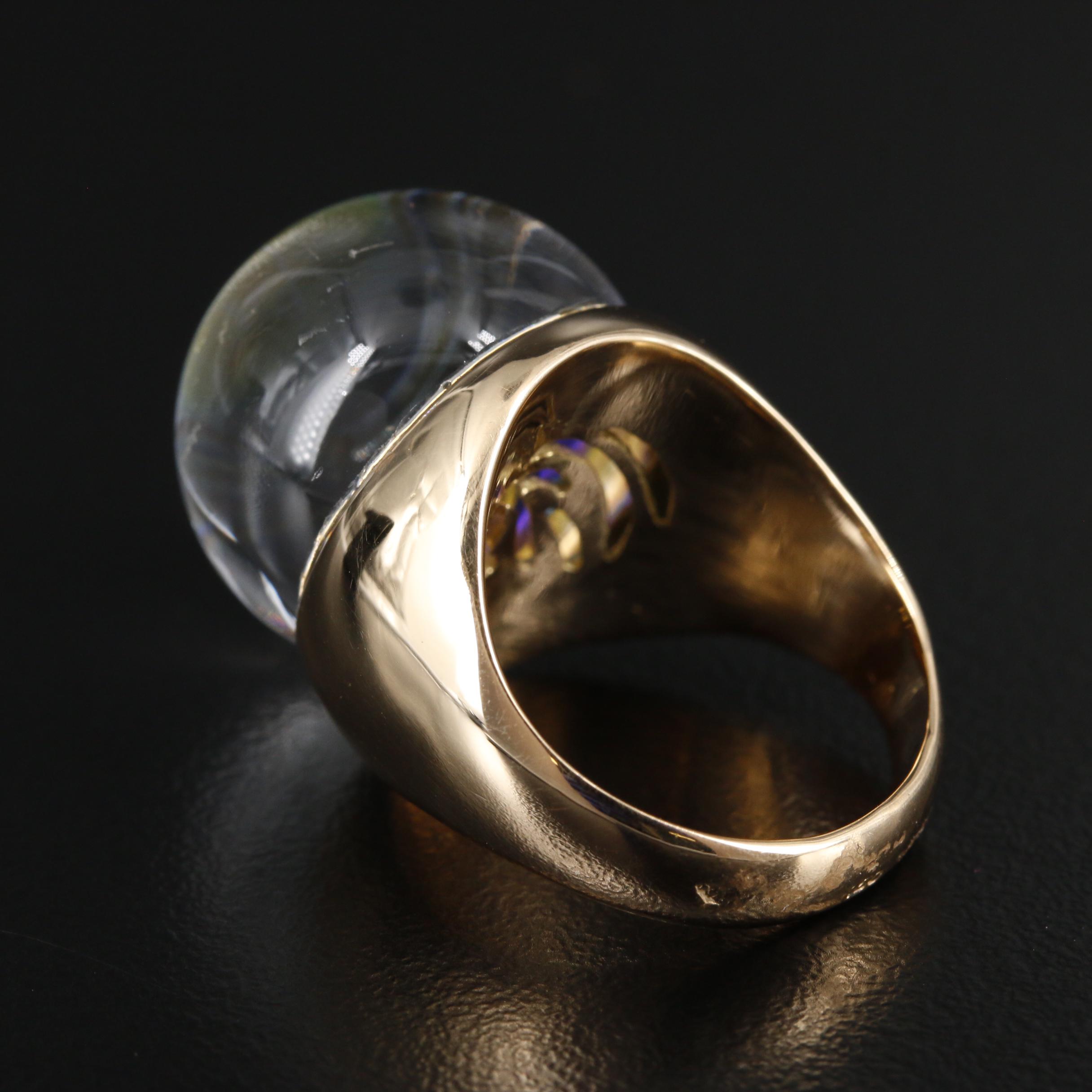 18K Gold Baccarat Crystal Ring