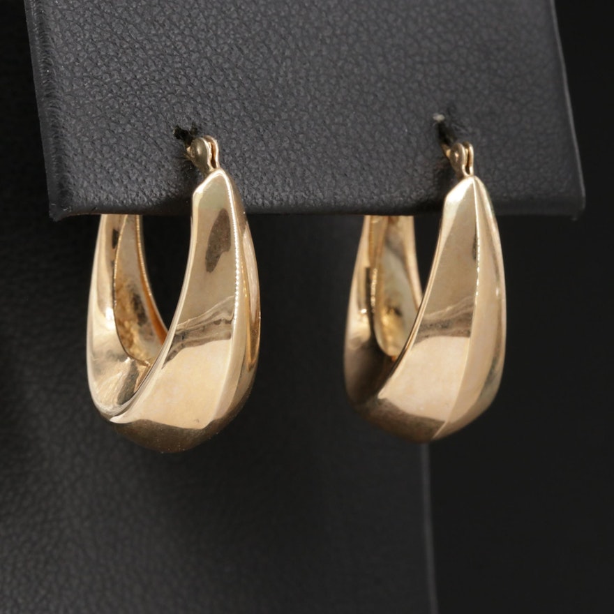 14K Gold Tapered Hoop Earrings