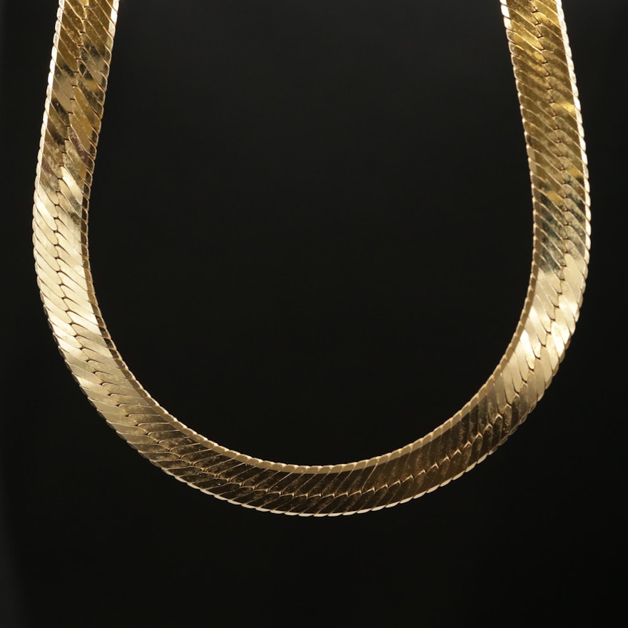 14K Gold Herringbone Chain