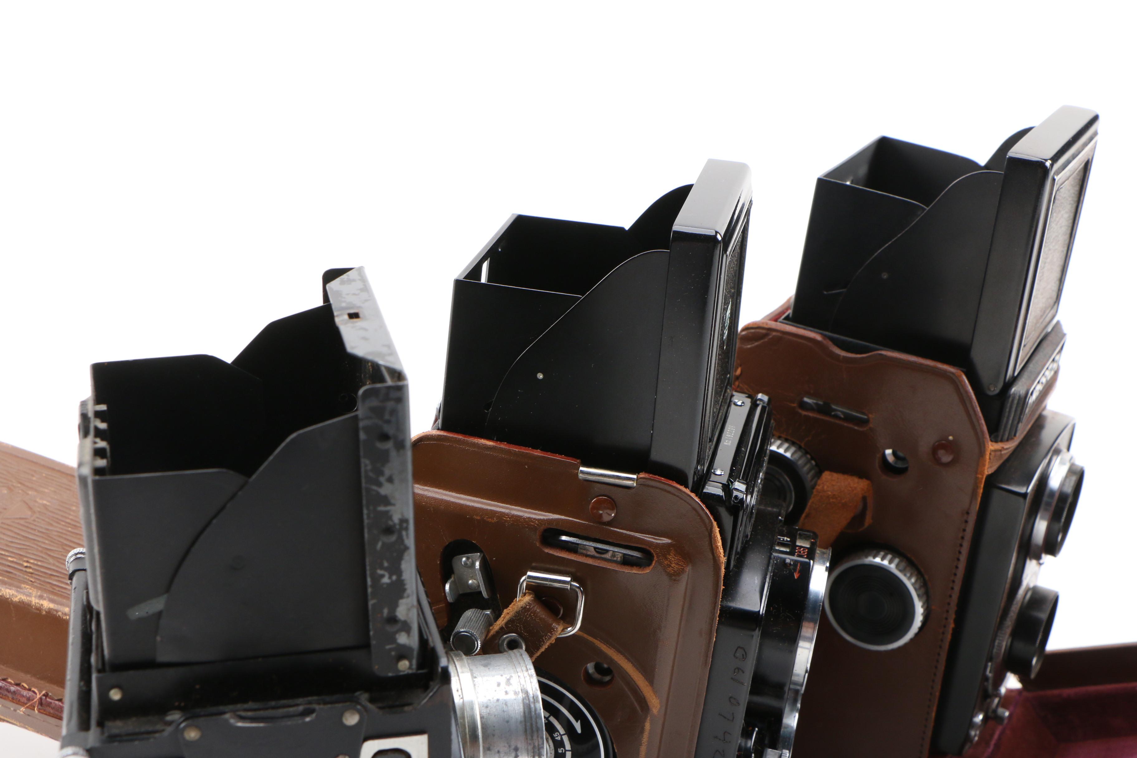 Minolta Autocord, Airesflex and Universal Uniflex II Flash Cameras, 1940s-1950s