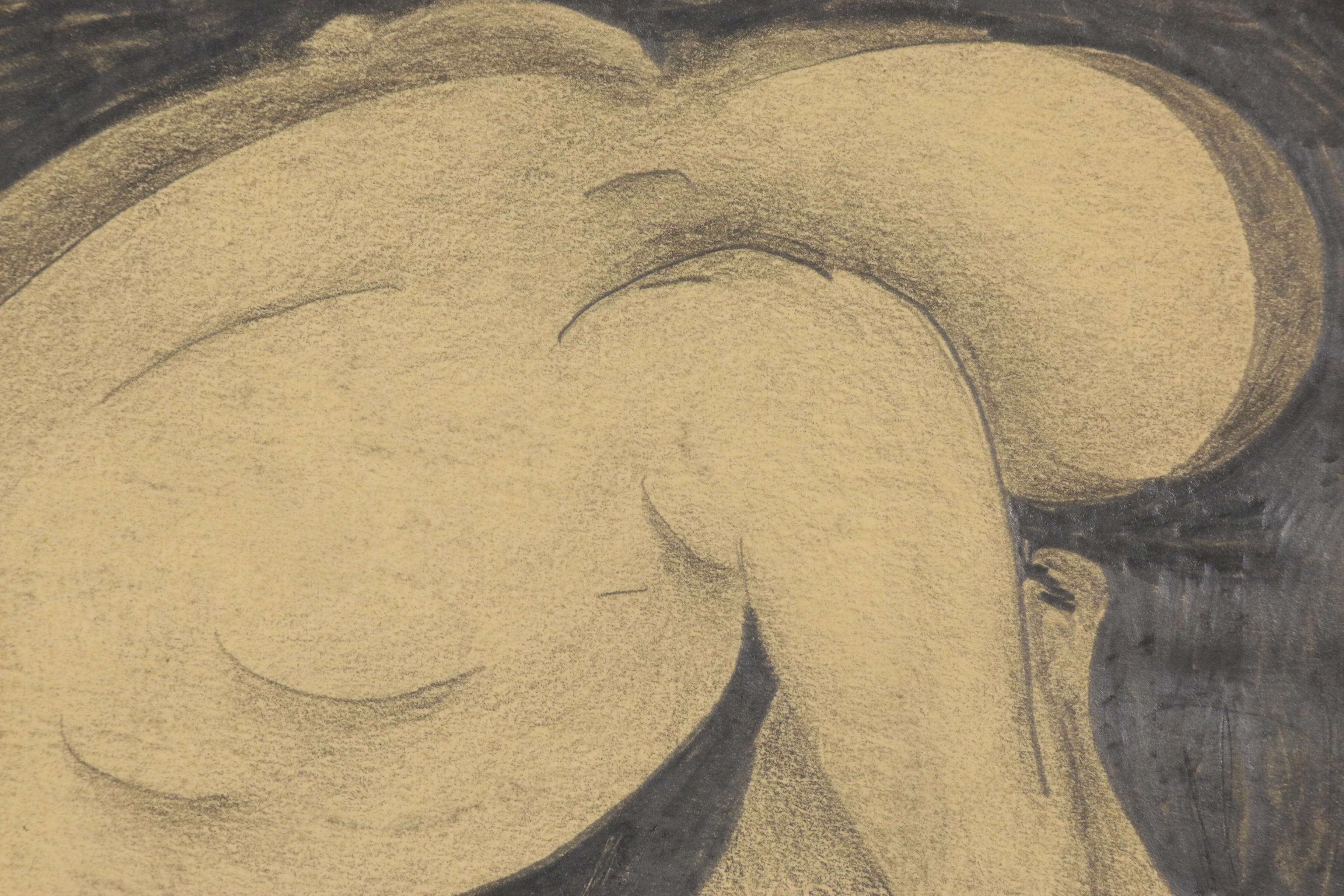 Abstract Erotic Graphite Drawing, Circa 1970