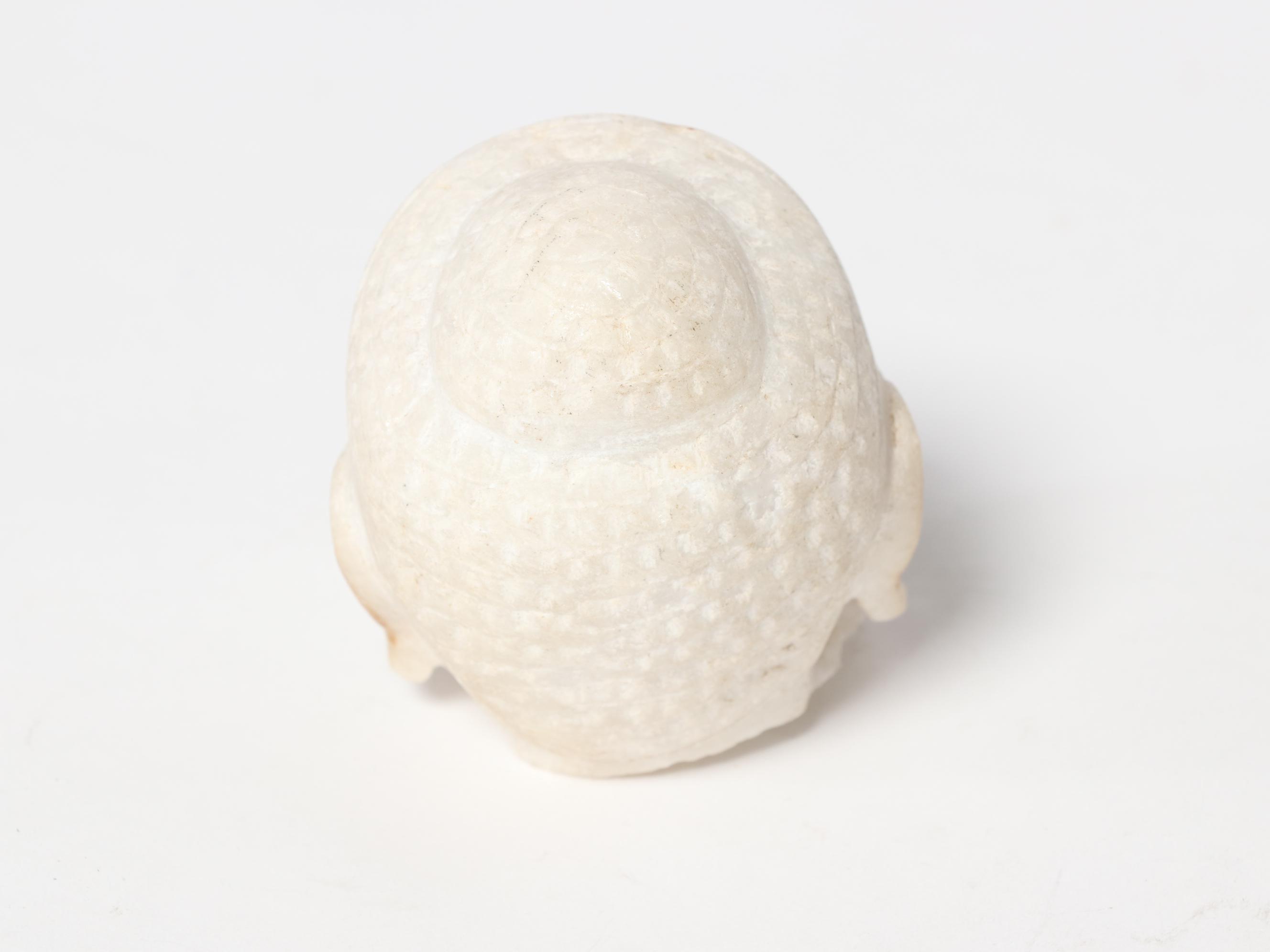 Thai Sawankhalok Ceramic Figure and Burmese Mandalay Style Marble Buddha Head