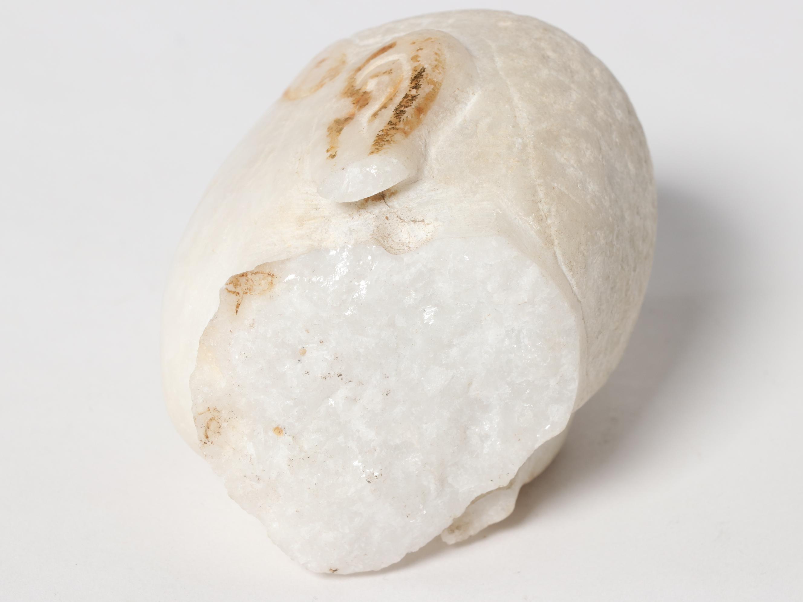 Thai Sawankhalok Ceramic Figure and Burmese Mandalay Style Marble Buddha Head