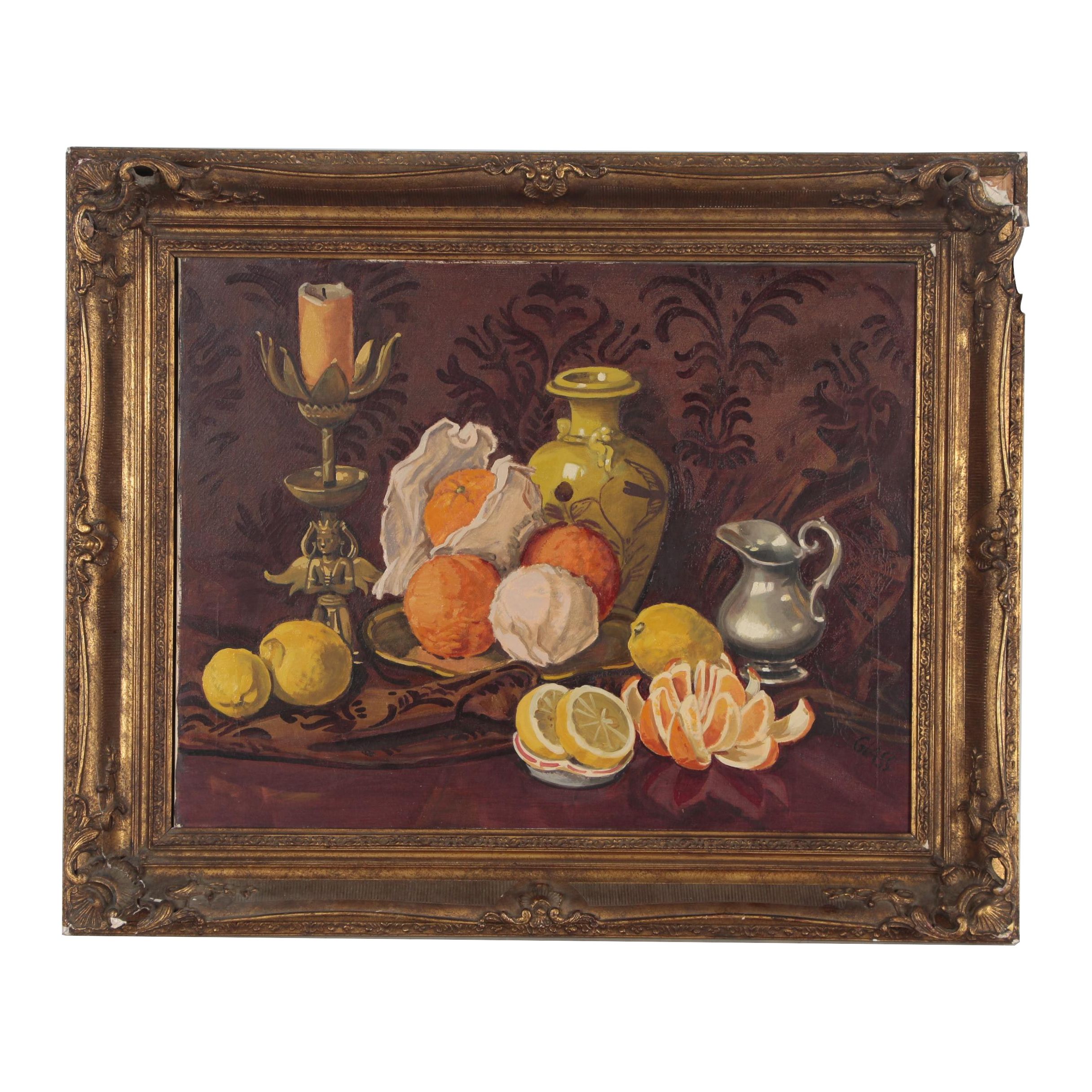 Glass Oil Painting of Still Life with Citrus