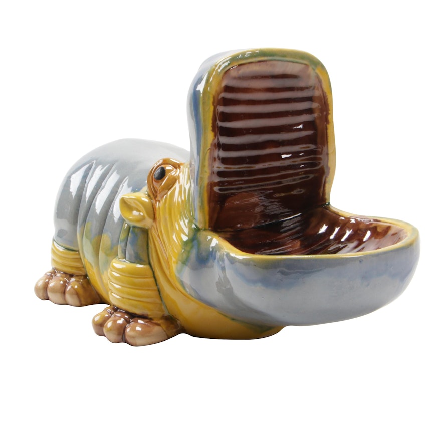 Decorative Ceramic Hippopotamus Bowl, Mid to Late 20th Century