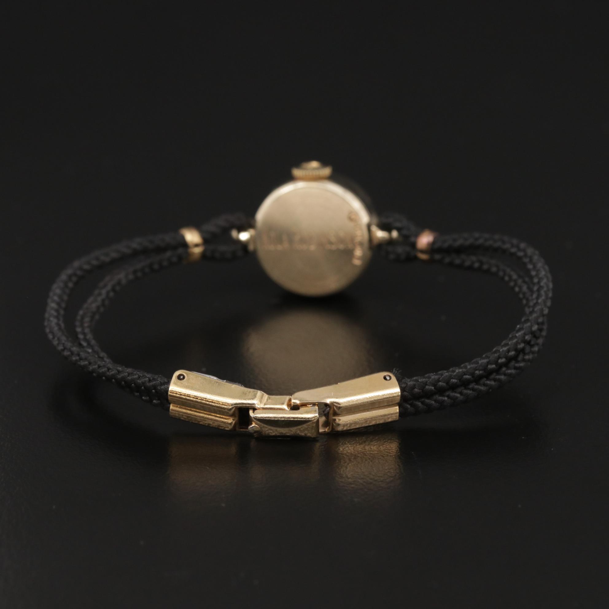 Rolex 14K Gold and Diamond Stem Wind Watch, Vintage