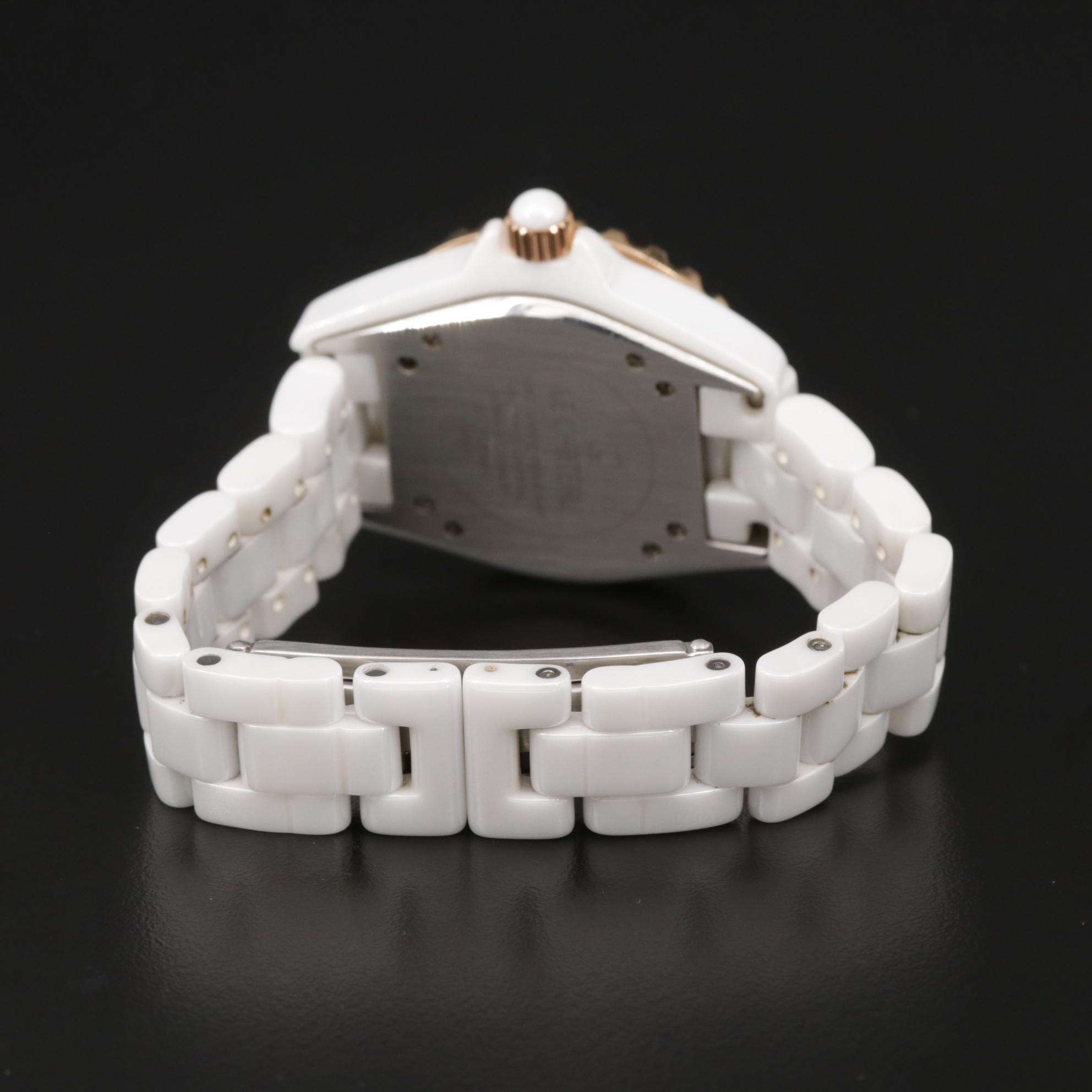 LeChateau Ceramic and Stainless Steel Watch With Mother of Pearl Dial