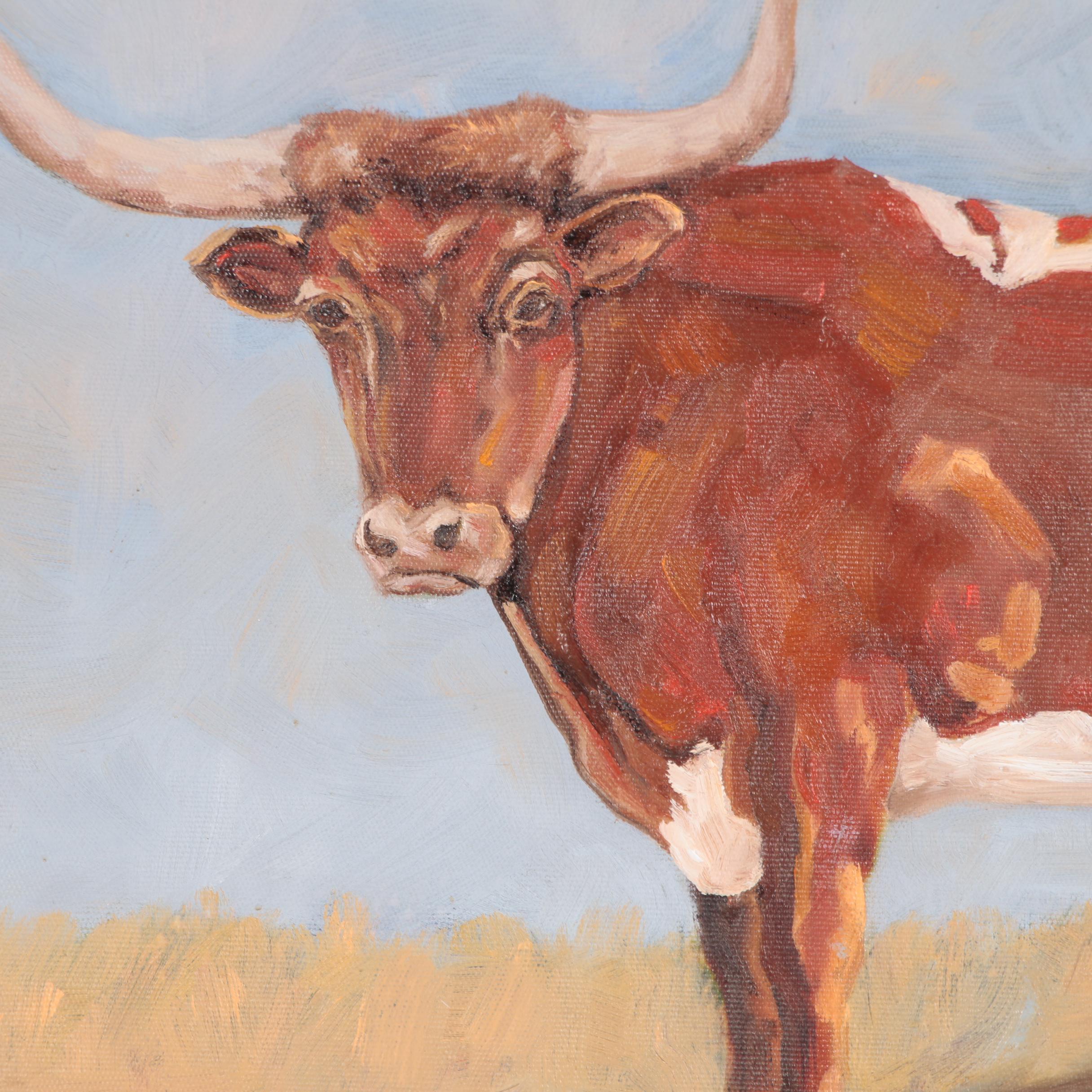 Rebecca Manns Oil Painting "Long Horn Bull"