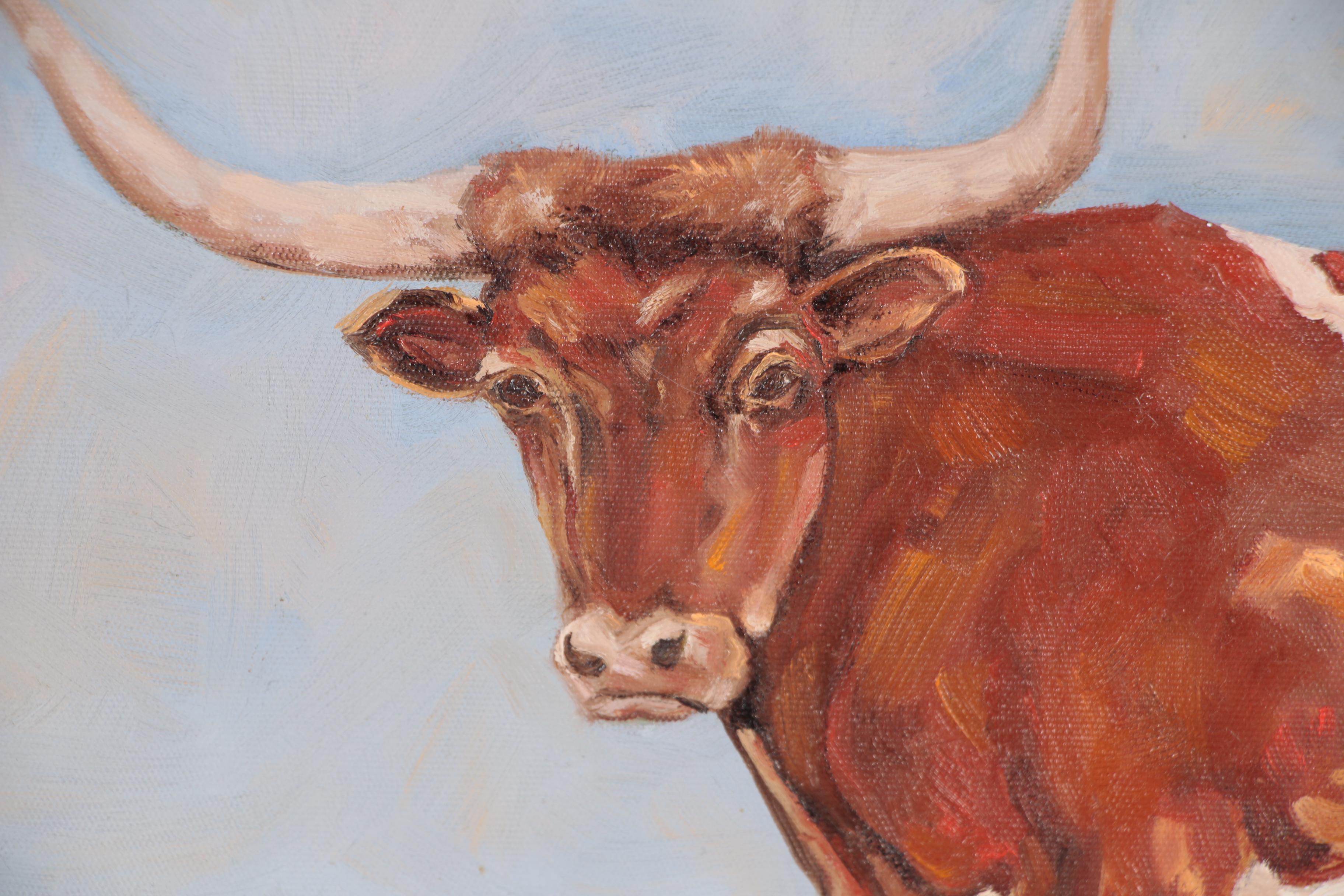 Rebecca Manns Oil Painting "Long Horn Bull"