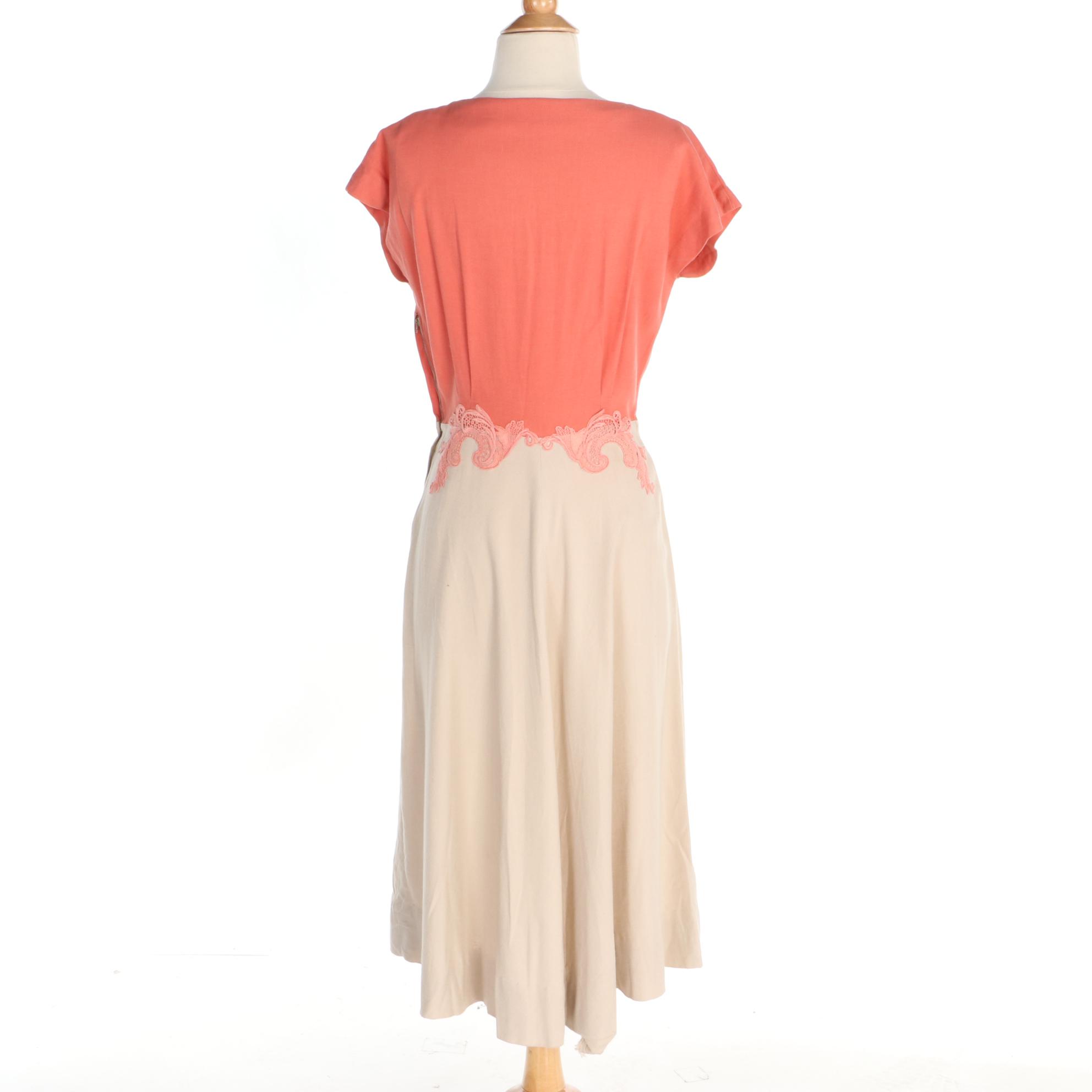 Franklin Chicago Salon Dress and Brewster Fifth Avenue Panama Hat, 1940s Vintage