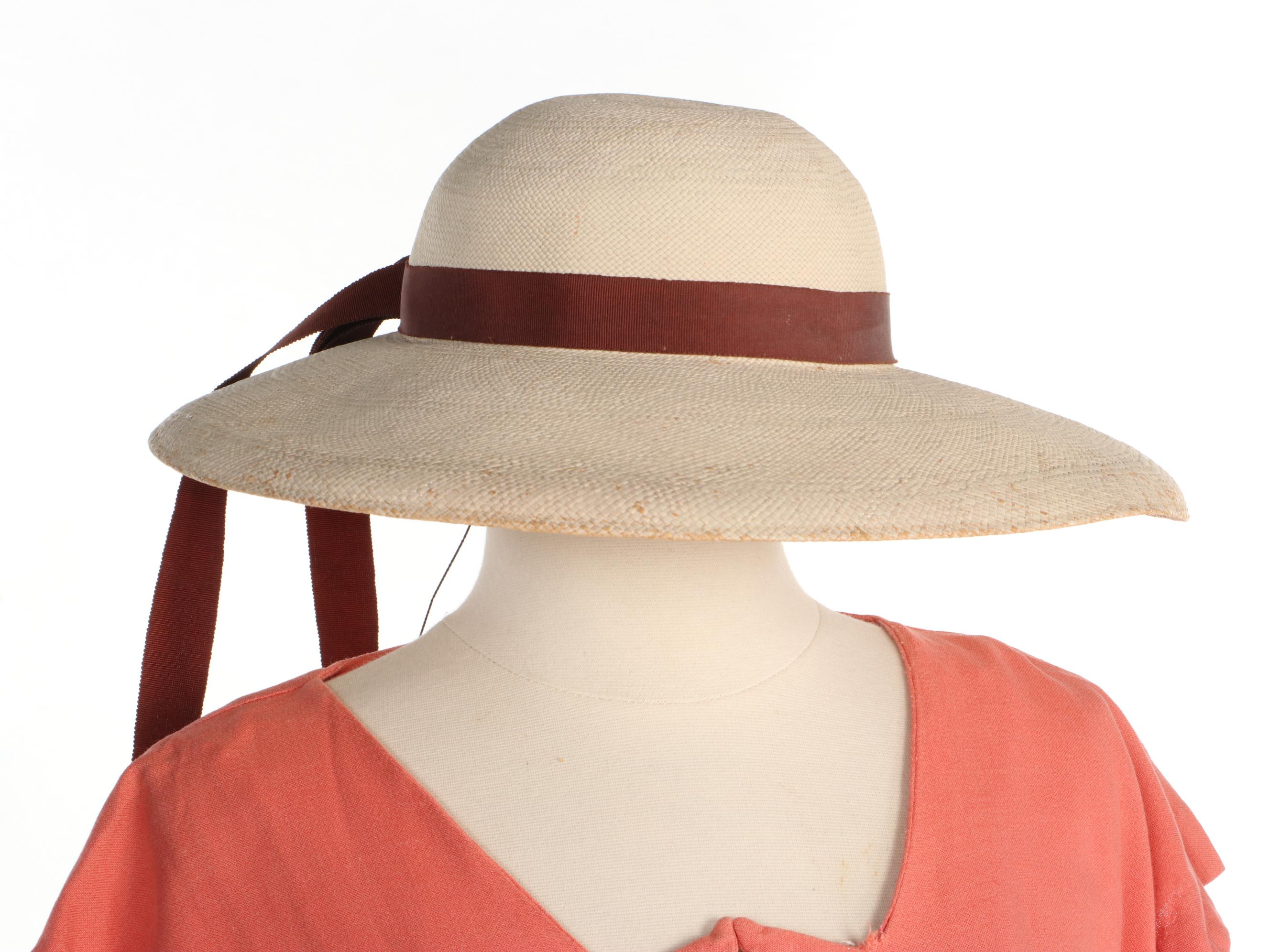Franklin Chicago Salon Dress and Brewster Fifth Avenue Panama Hat, 1940s Vintage
