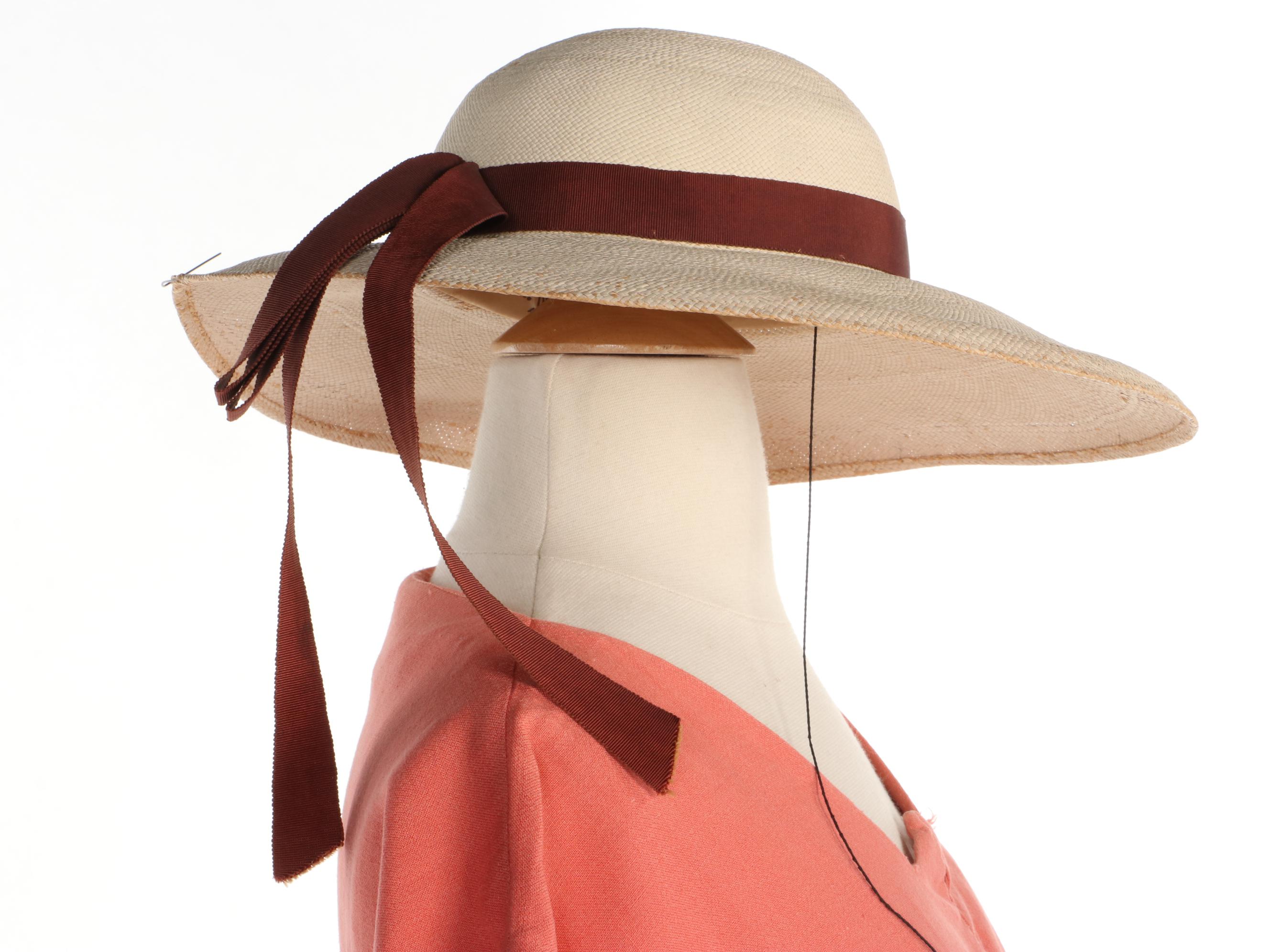 Franklin Chicago Salon Dress and Brewster Fifth Avenue Panama Hat, 1940s Vintage