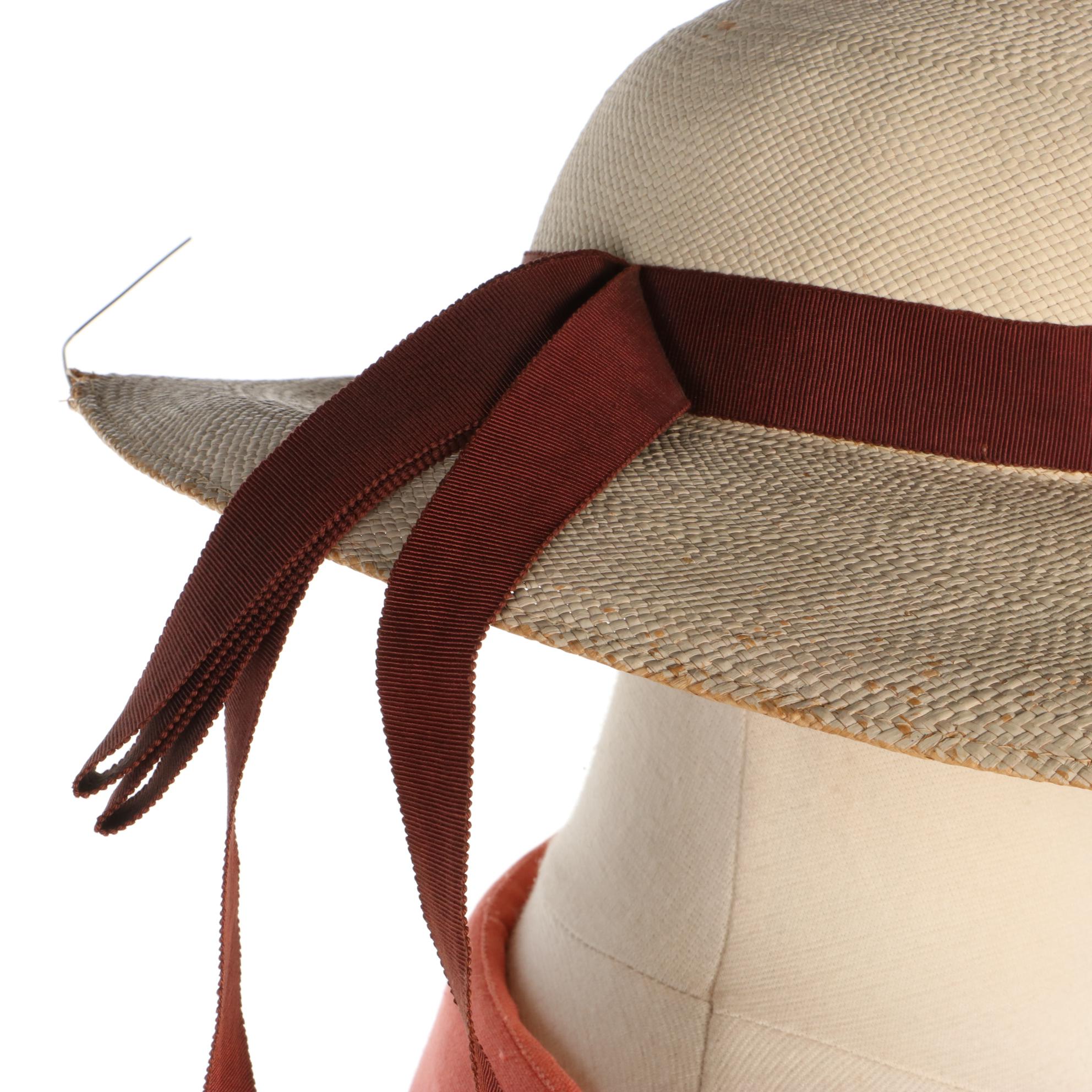 Franklin Chicago Salon Dress and Brewster Fifth Avenue Panama Hat, 1940s Vintage