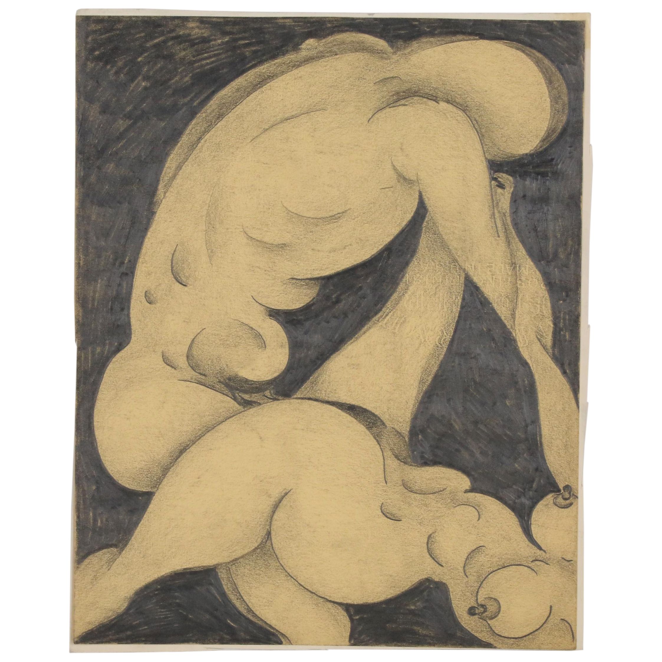 Abstract Erotic Graphite Drawing, Circa 1970