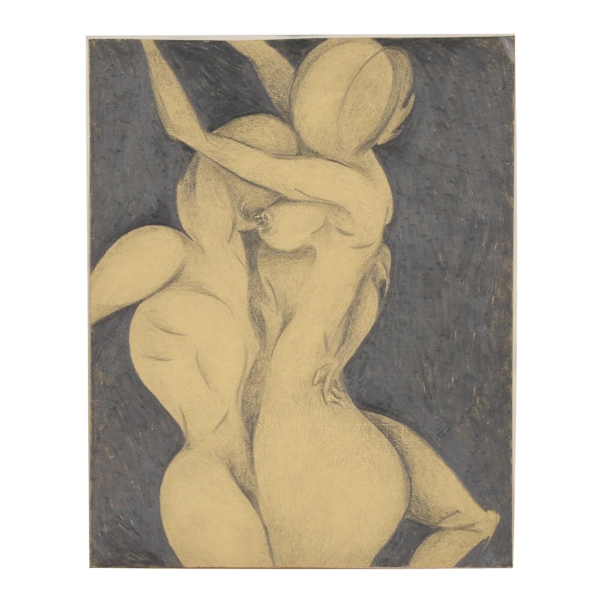 Abstract Figural Graphite Drawing