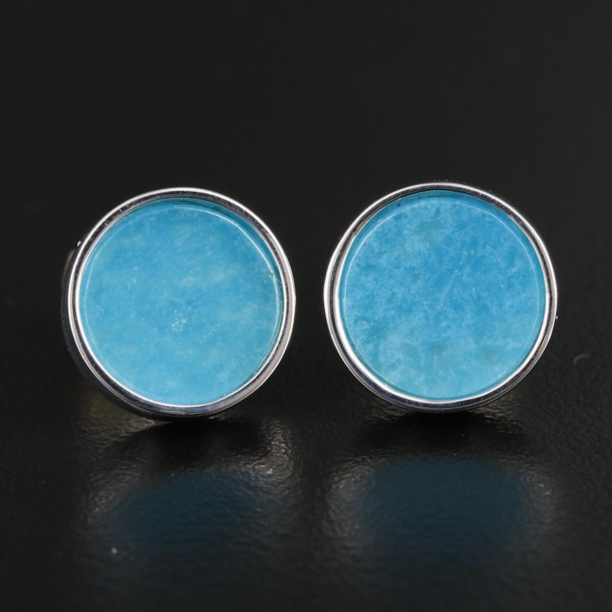 Sterling Silver Quartz Button Earrings