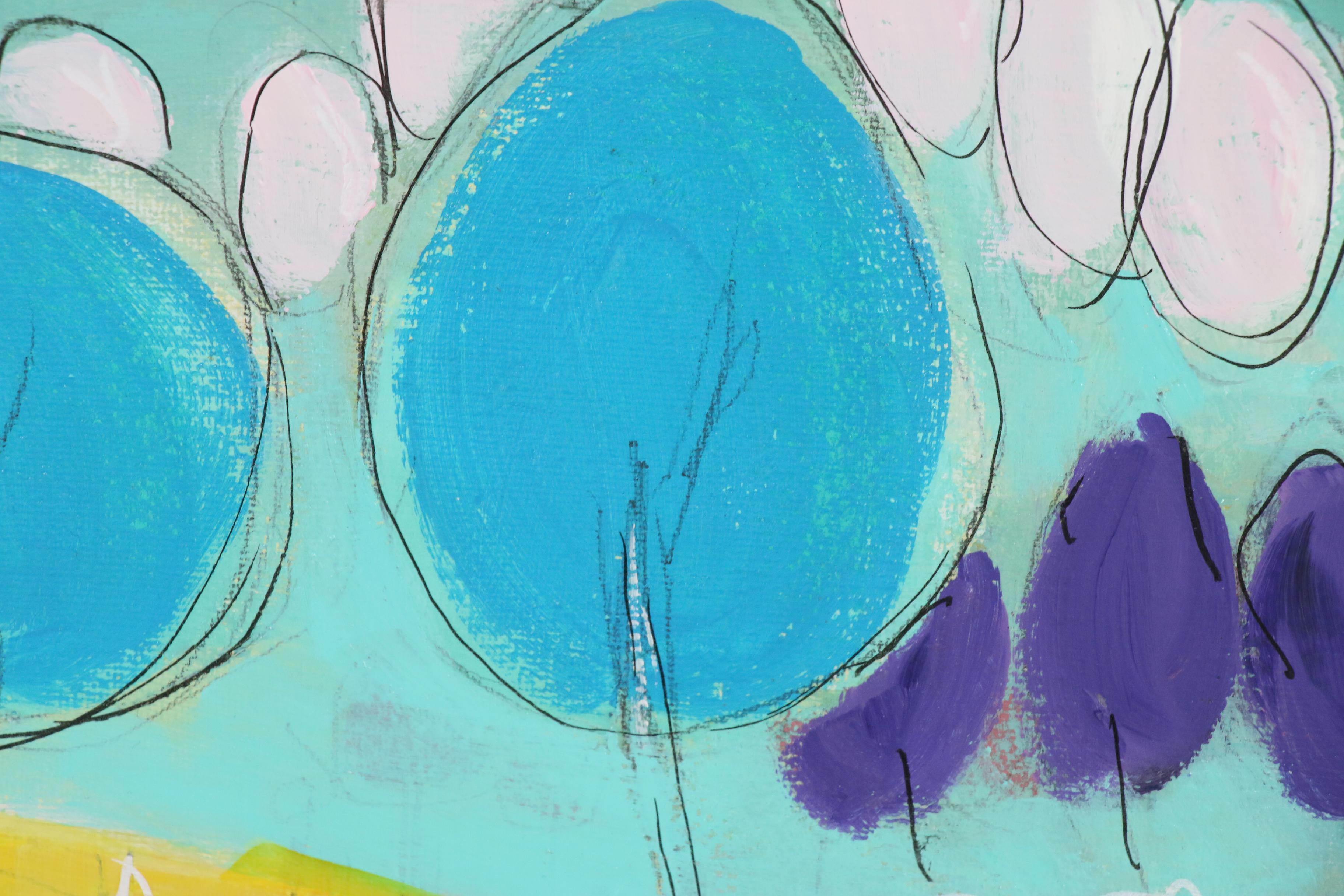 Acrylic Painting of Abstract Landscape "Over the Moon"