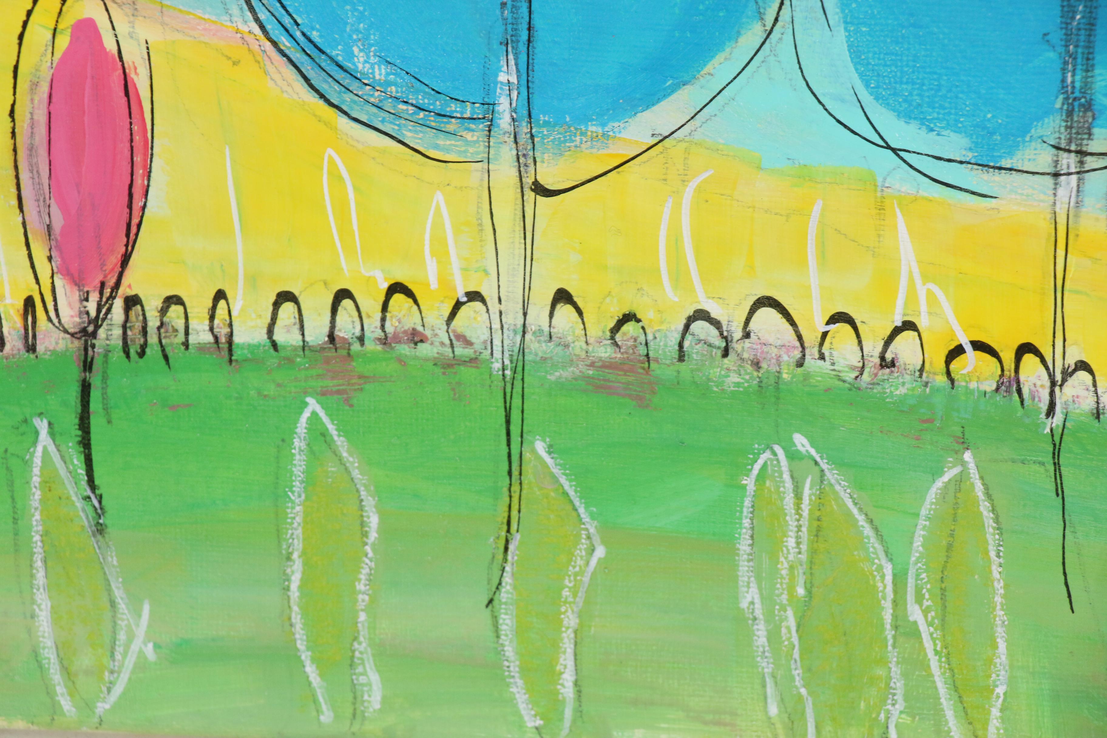 Acrylic Painting of Abstract Landscape "Over the Moon"