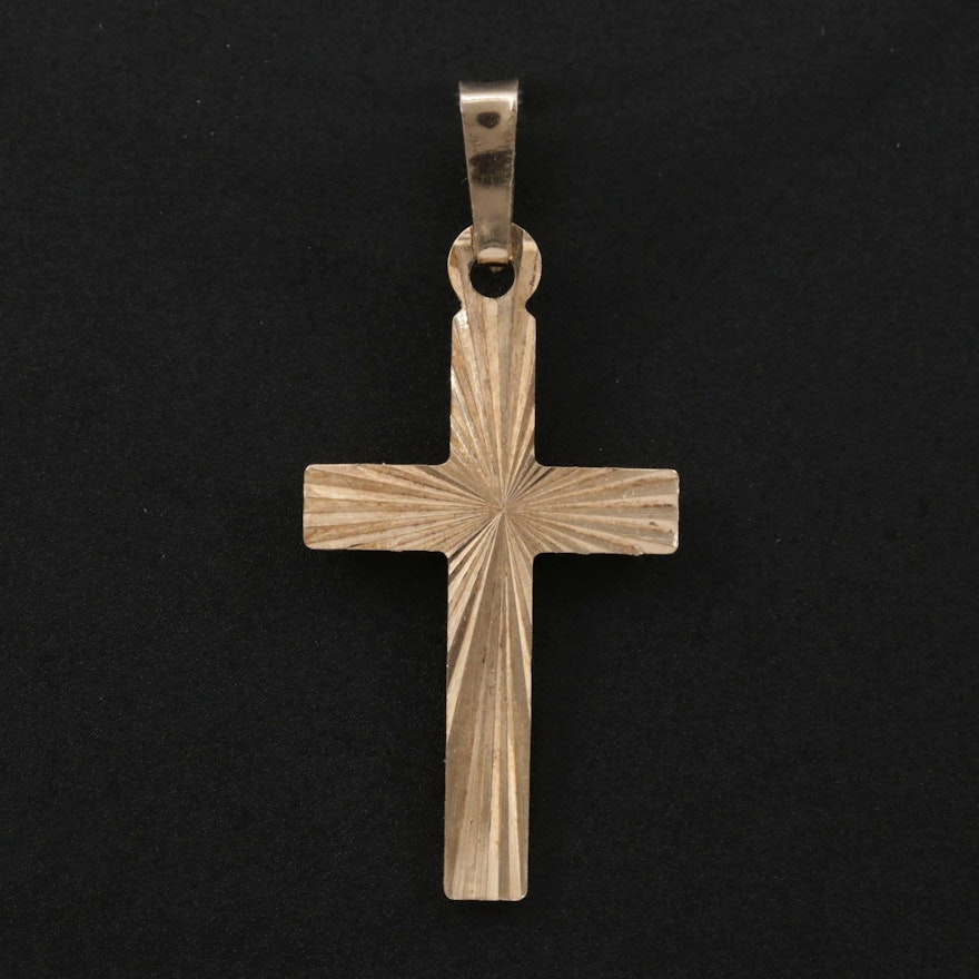 10K Gold Textured Cross Pendant