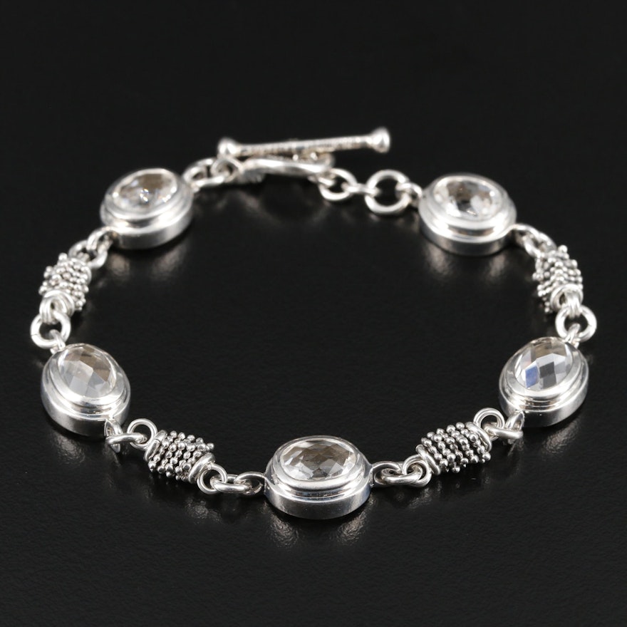 Michael Dawkins Sterling Silver Rock Crystal Quartz Bracelet