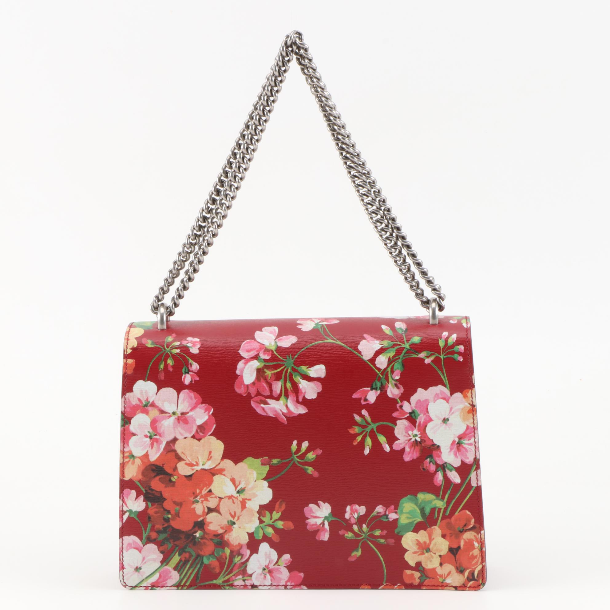 Gucci Red Blooms Print Leather Dionysus Medium Shoulder Bag
