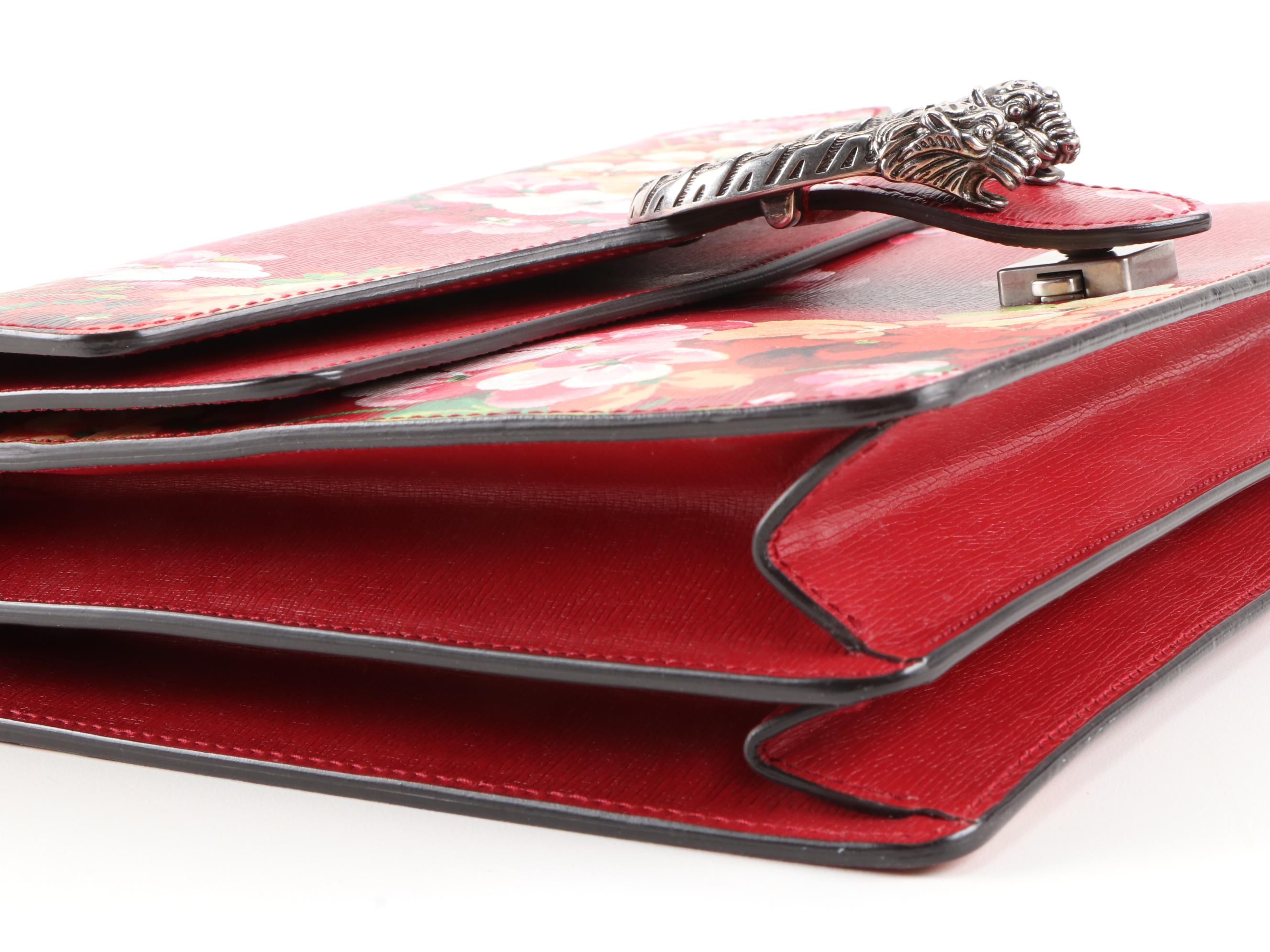 Gucci Red Blooms Print Leather Dionysus Medium Shoulder Bag