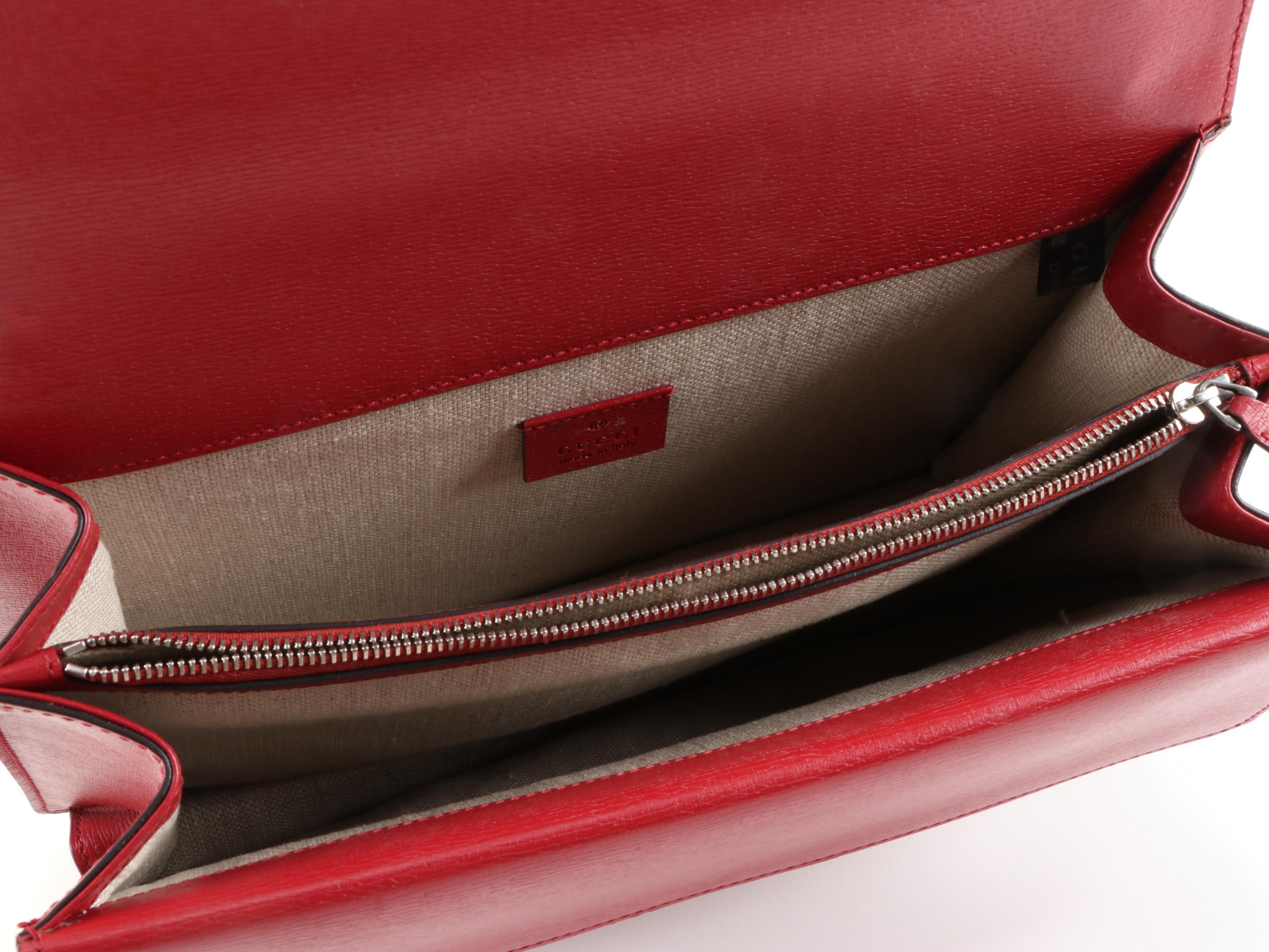 Gucci Red Blooms Print Leather Dionysus Medium Shoulder Bag