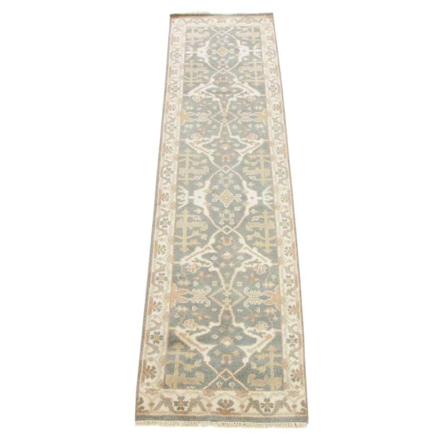 2'8 x 9'11 Hand-Knotted Indo-Turkish Oushak Runner
