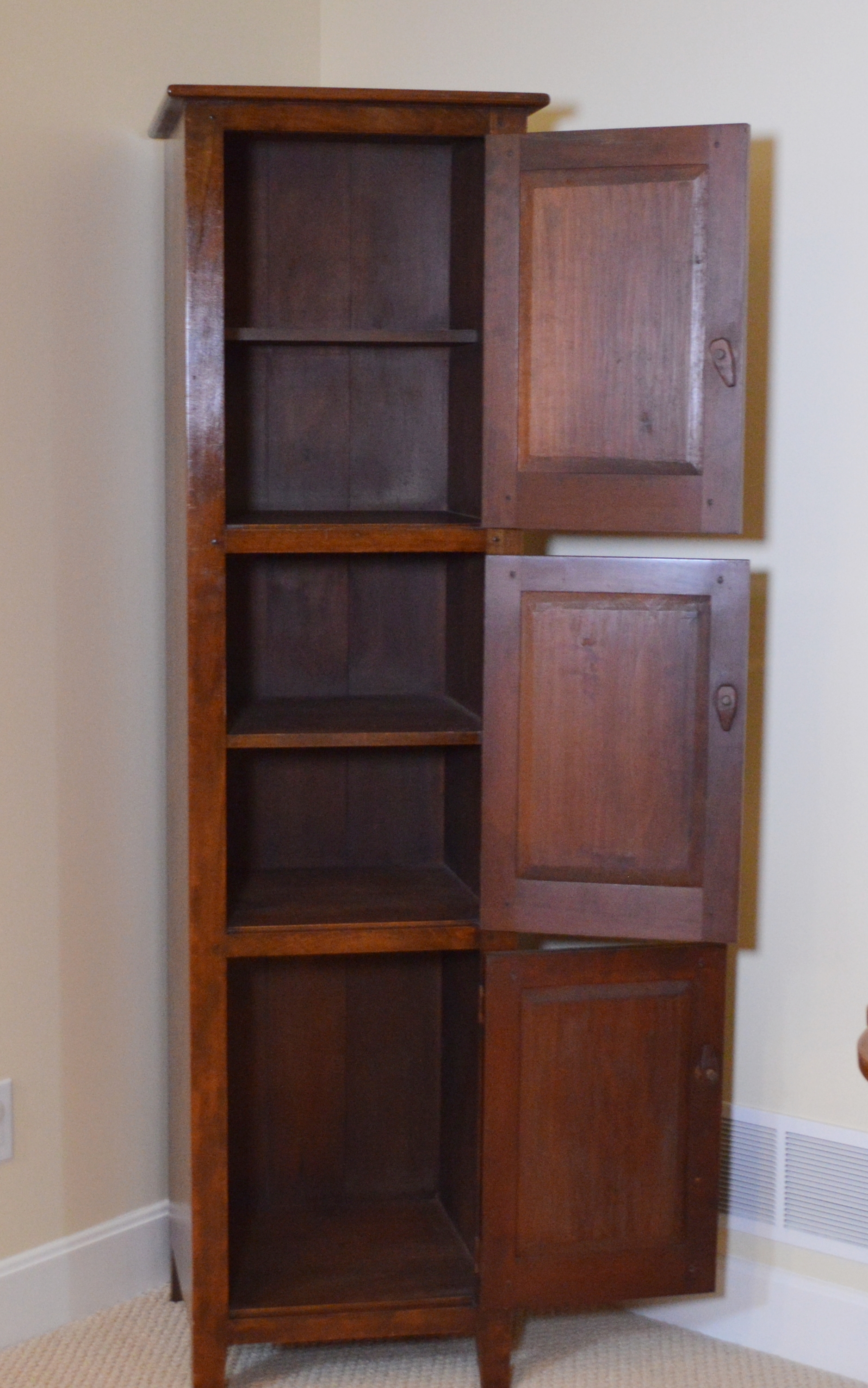 Dark Stained Wood Linen Cabinet