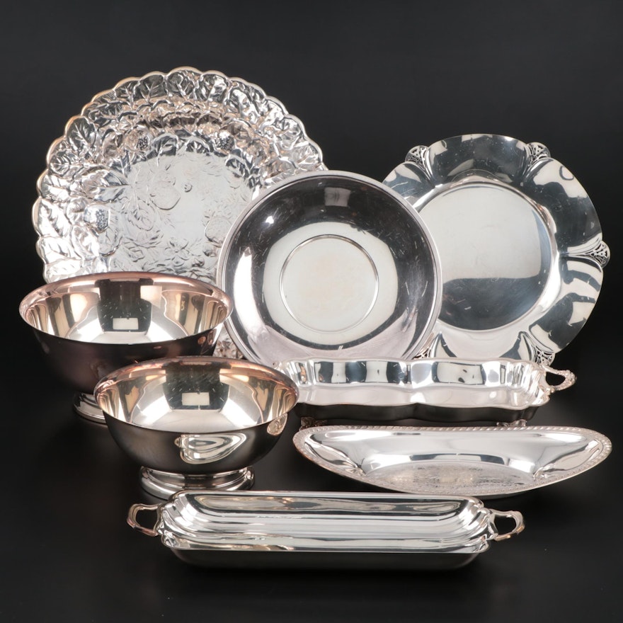 Reed & Barton Silver Plate Repoussé Platter and Other Silver Plate Serveware