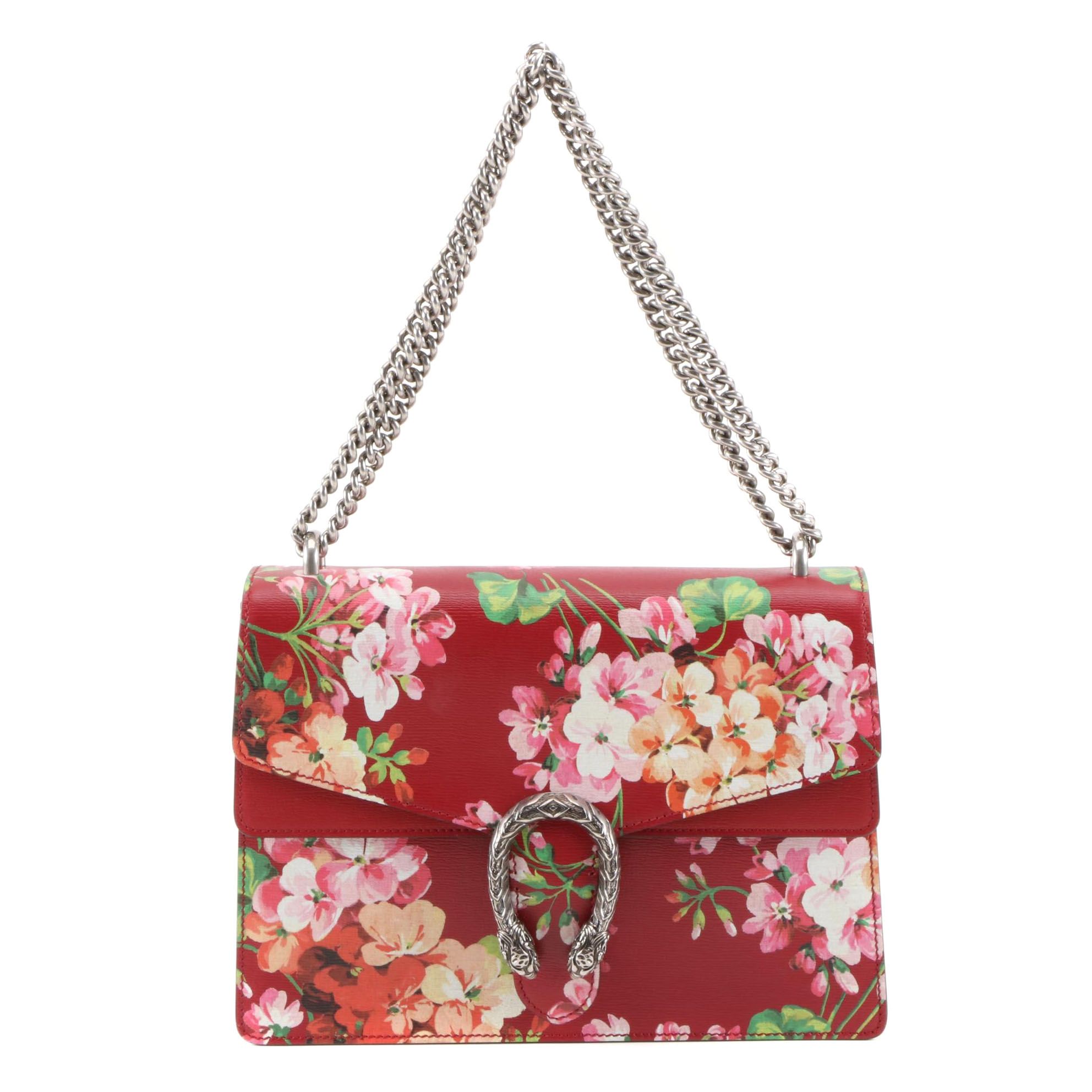 Gucci Red Blooms Print Leather Dionysus Medium Shoulder Bag