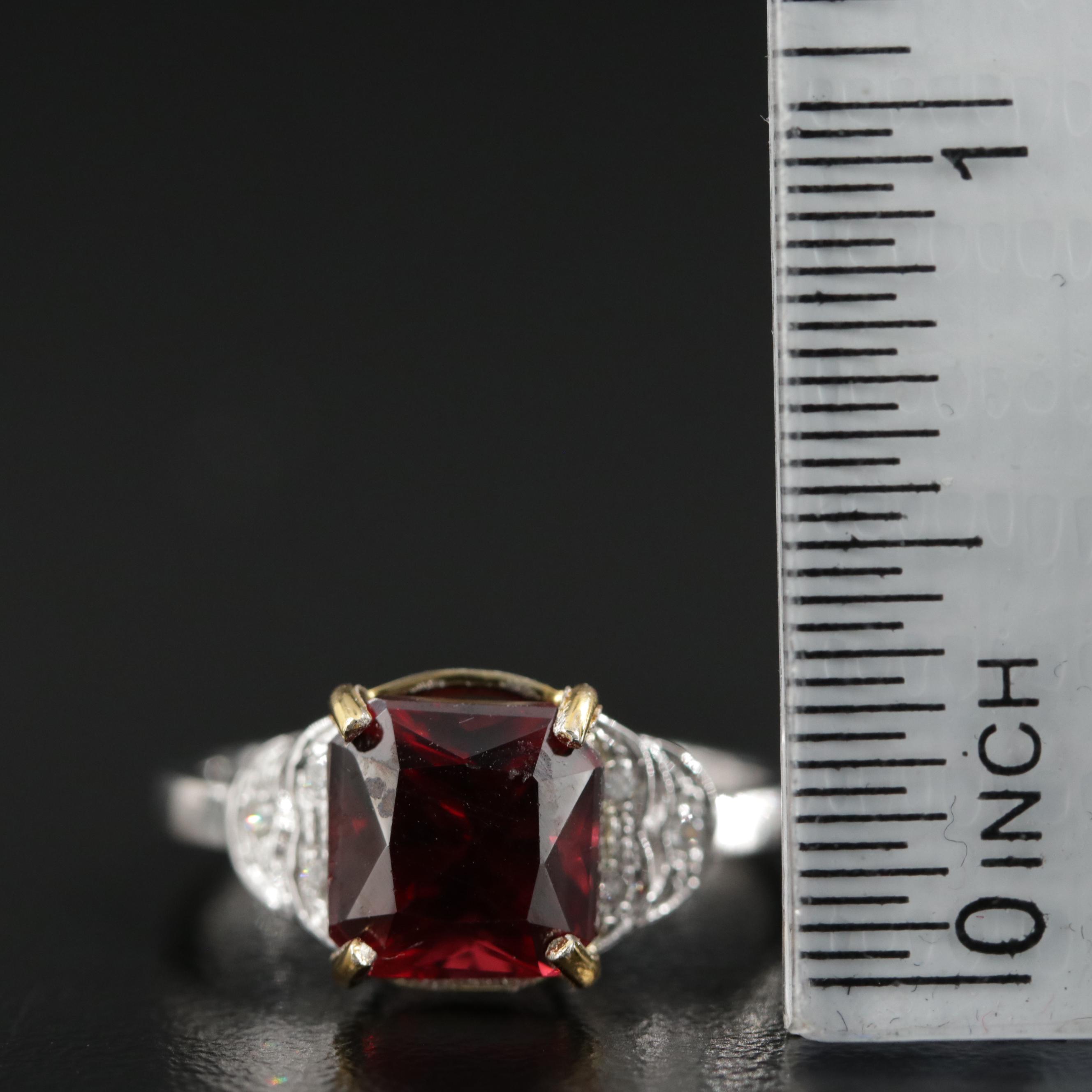 14K Gold Garnet and Diamond Ring