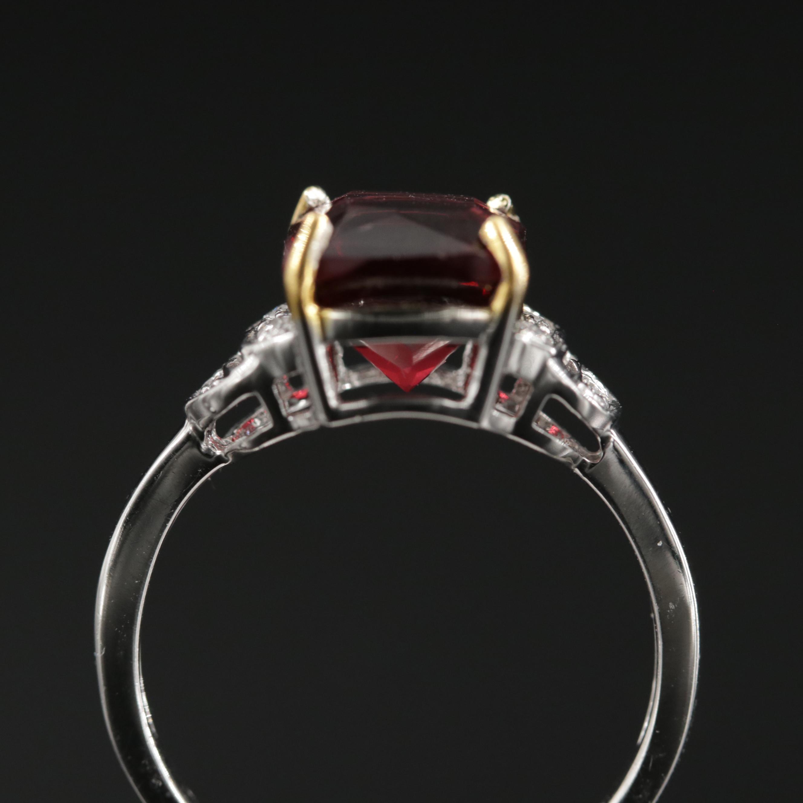 14K Gold Garnet and Diamond Ring
