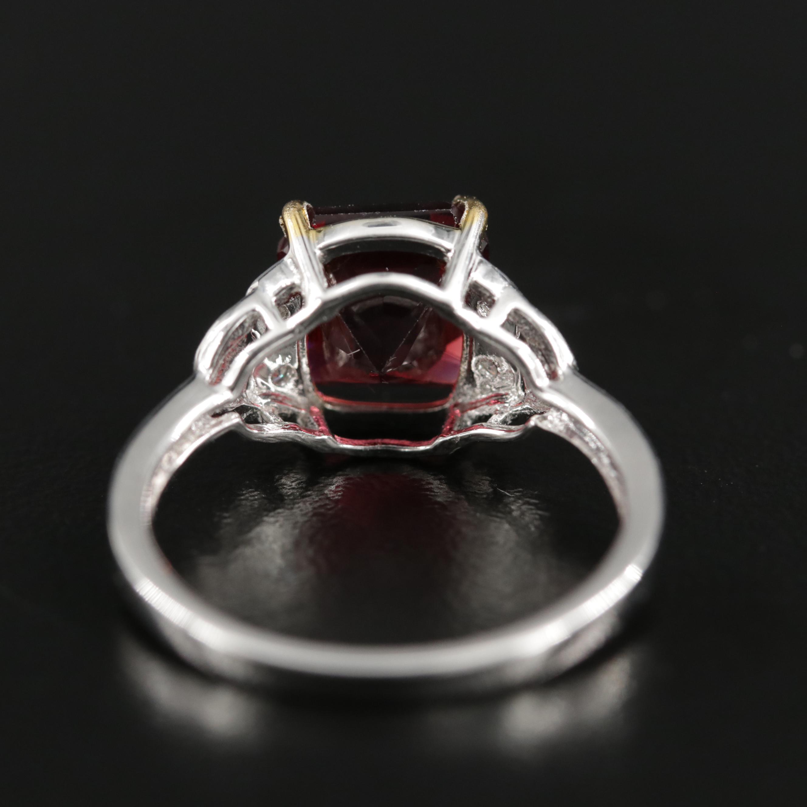 14K Gold Garnet and Diamond Ring