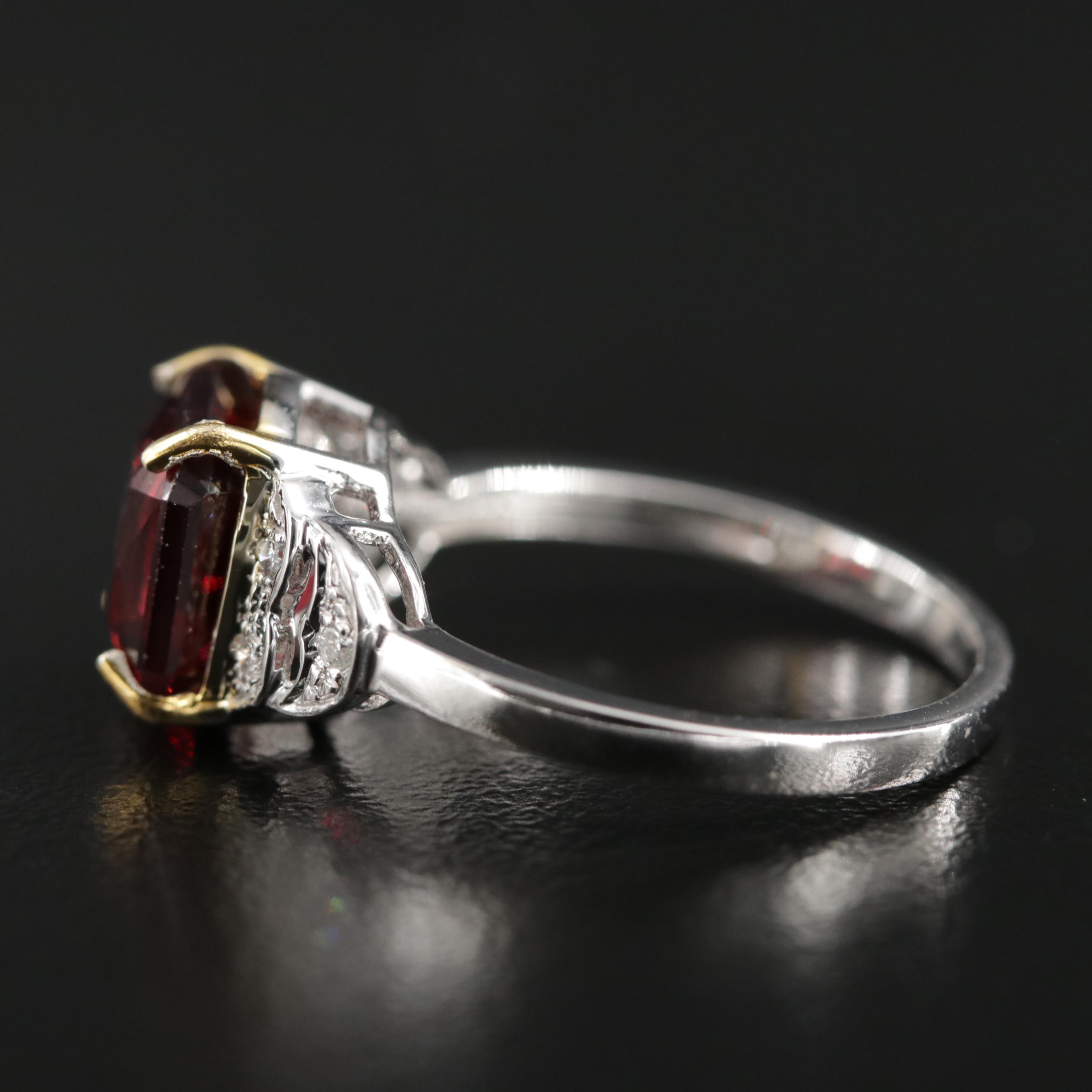 14K Gold Garnet and Diamond Ring