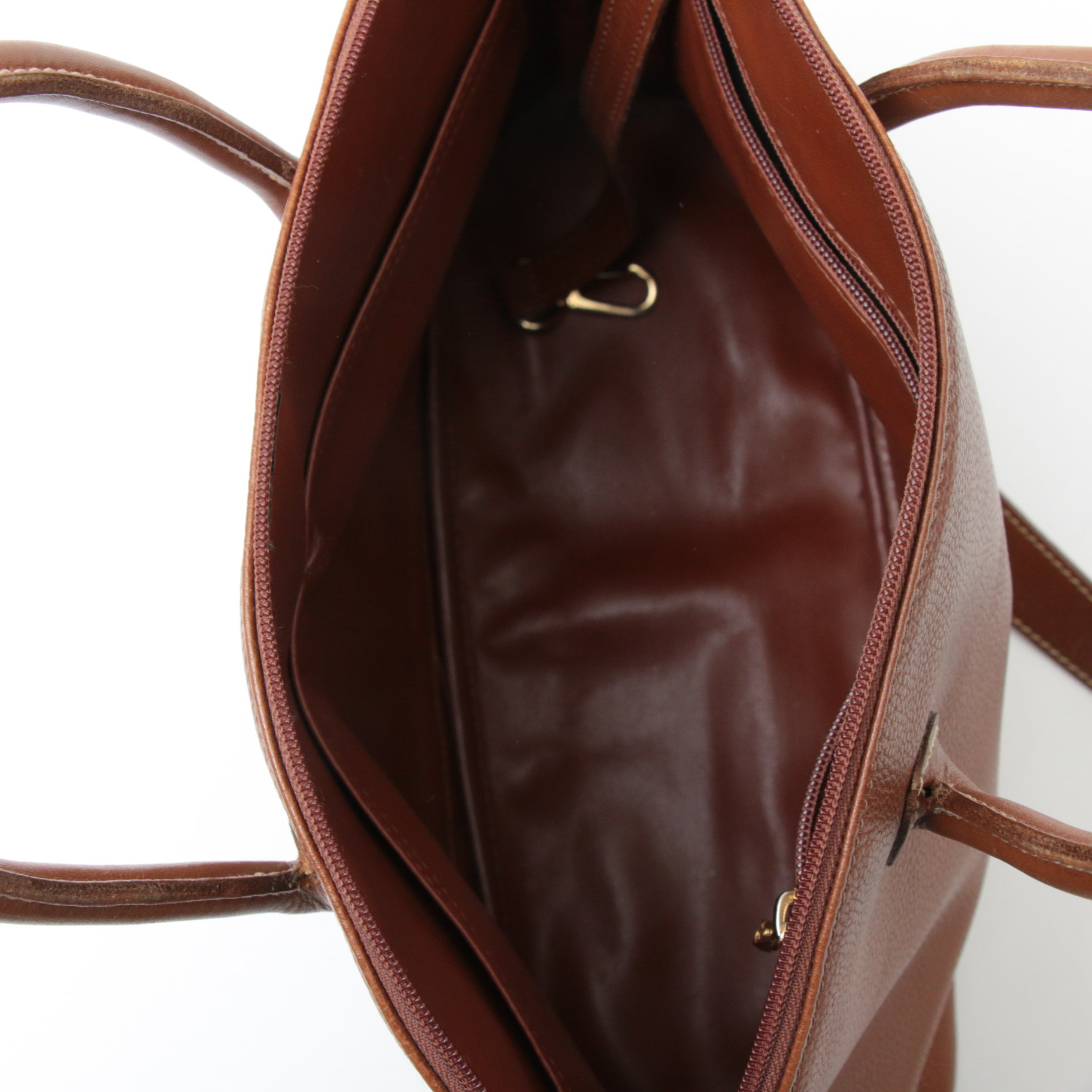 Longchamp Au Sultan Domed Two-Way Bag in Cognac Pebbled Leather