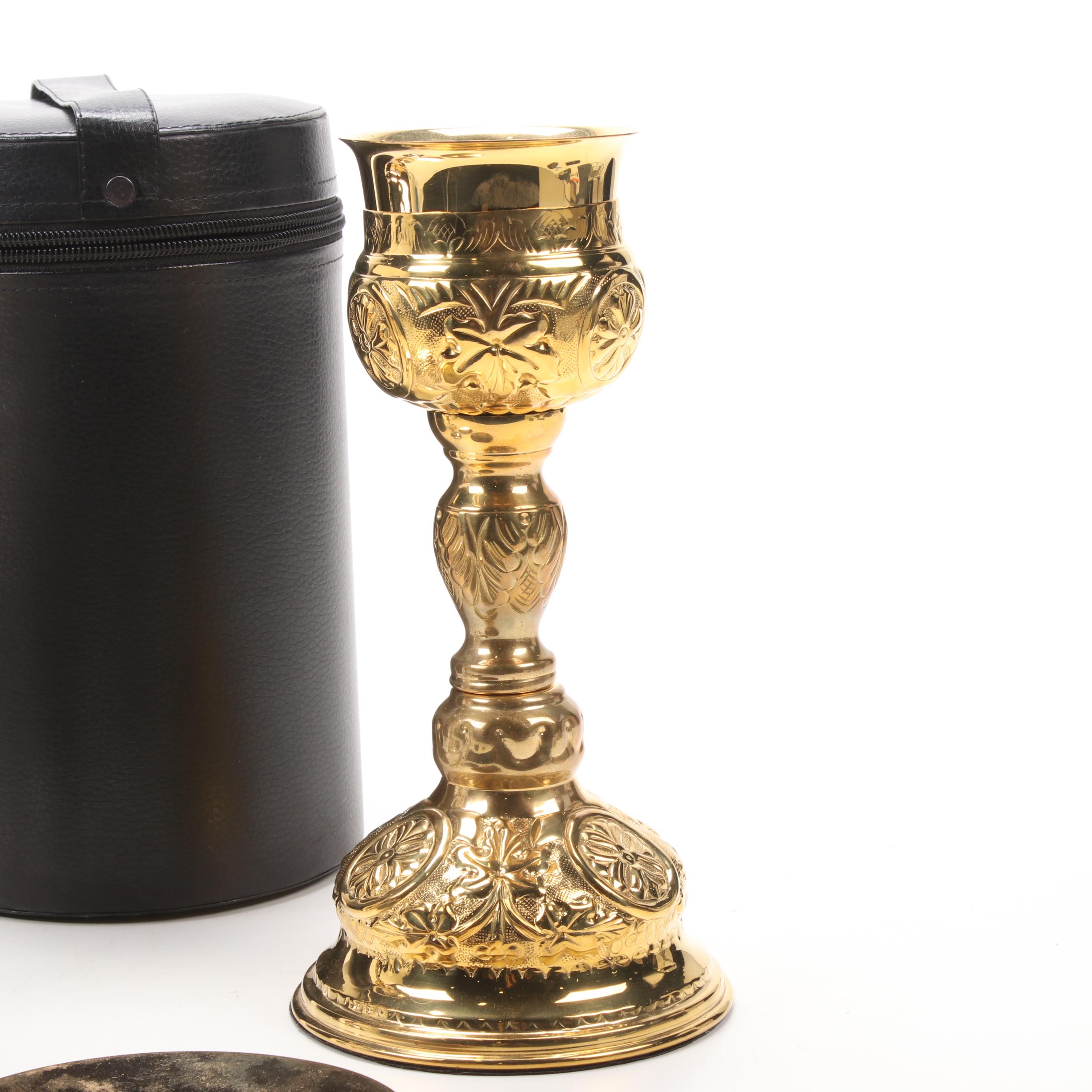 Catholic Communion Cup and Ciborium with Patens
