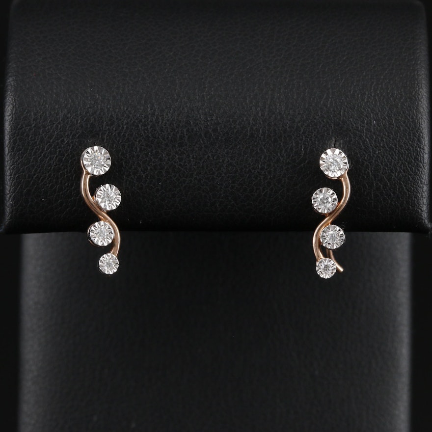 10K Gold Diamond Drop Earrings