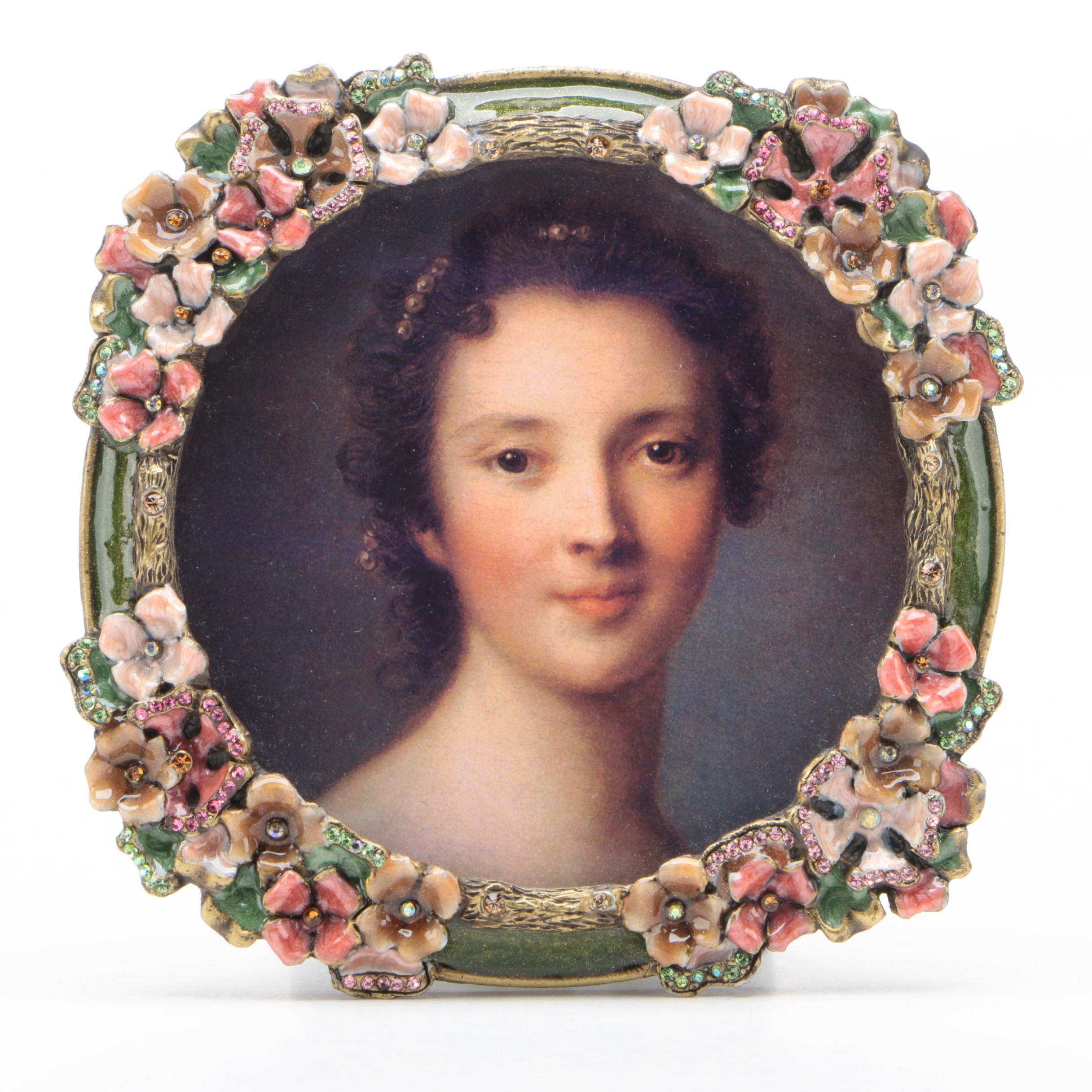 Jay Strongwater Round Tabletop Picture Frame with Original Box