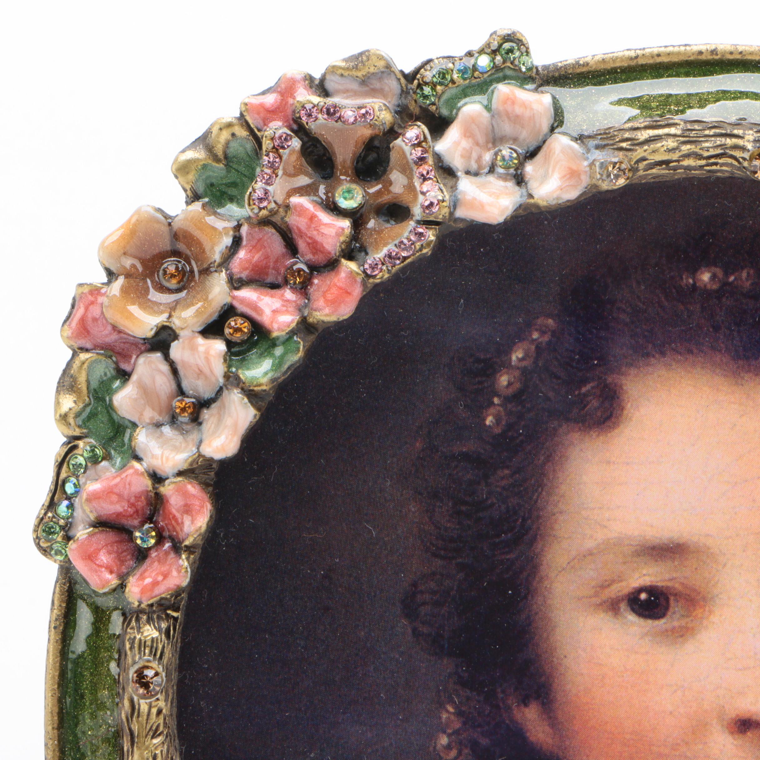 Jay Strongwater Round Tabletop Picture Frame with Original Box