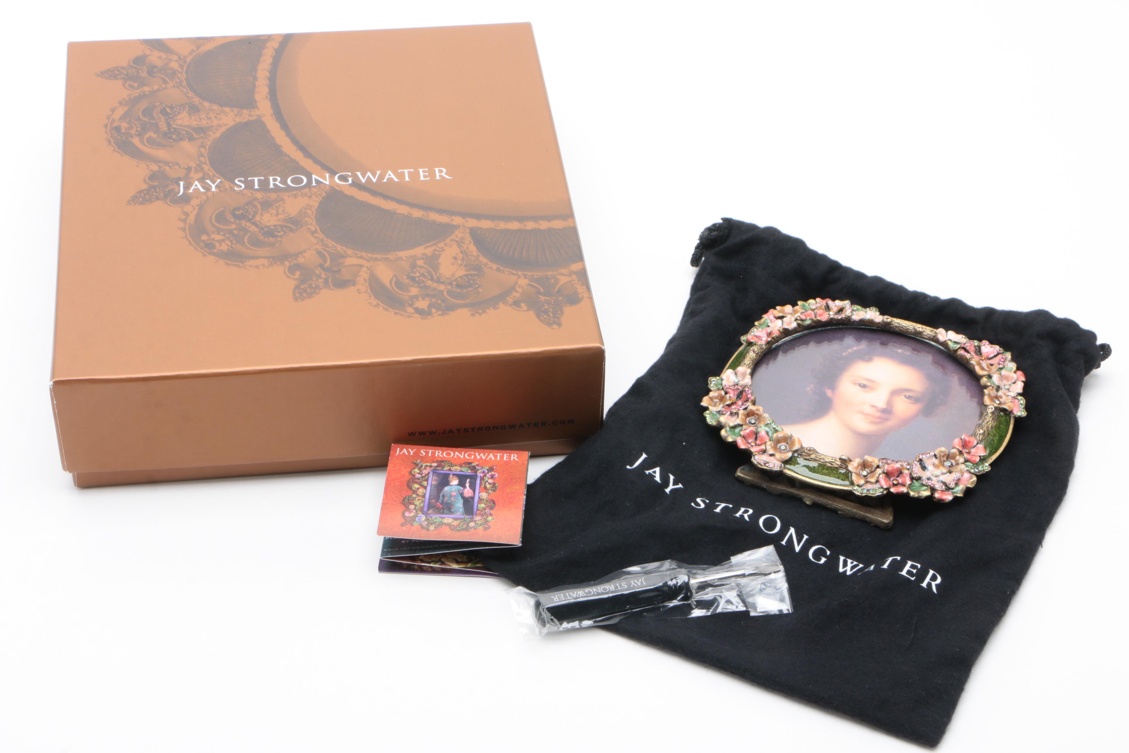 Jay Strongwater Round Tabletop Picture Frame with Original Box