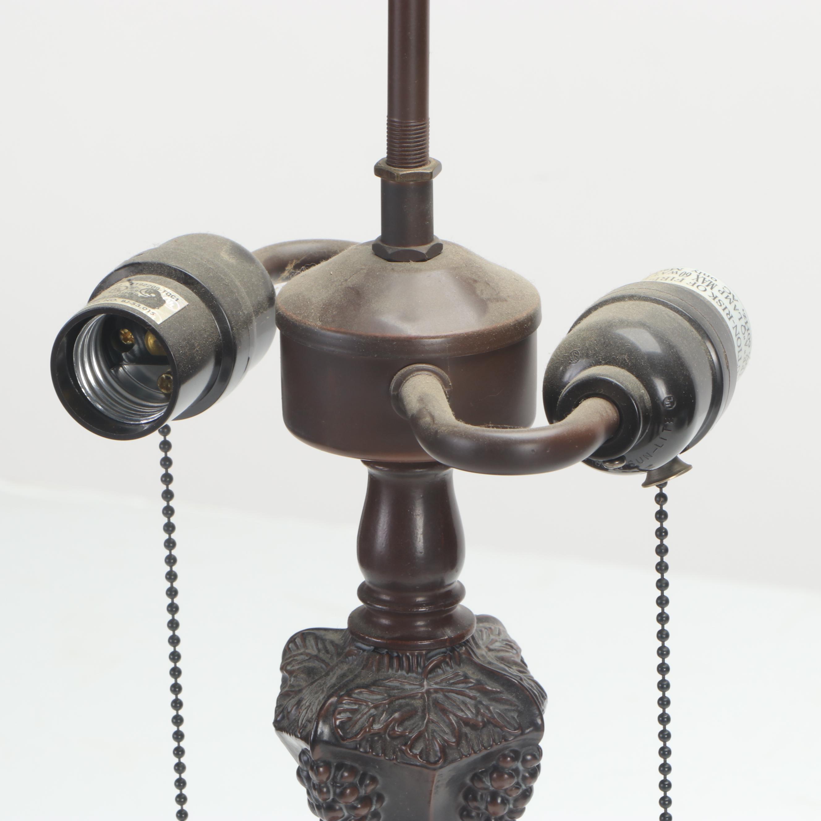 Tiffany Style Slag Glass Grape Motif Table Lamp