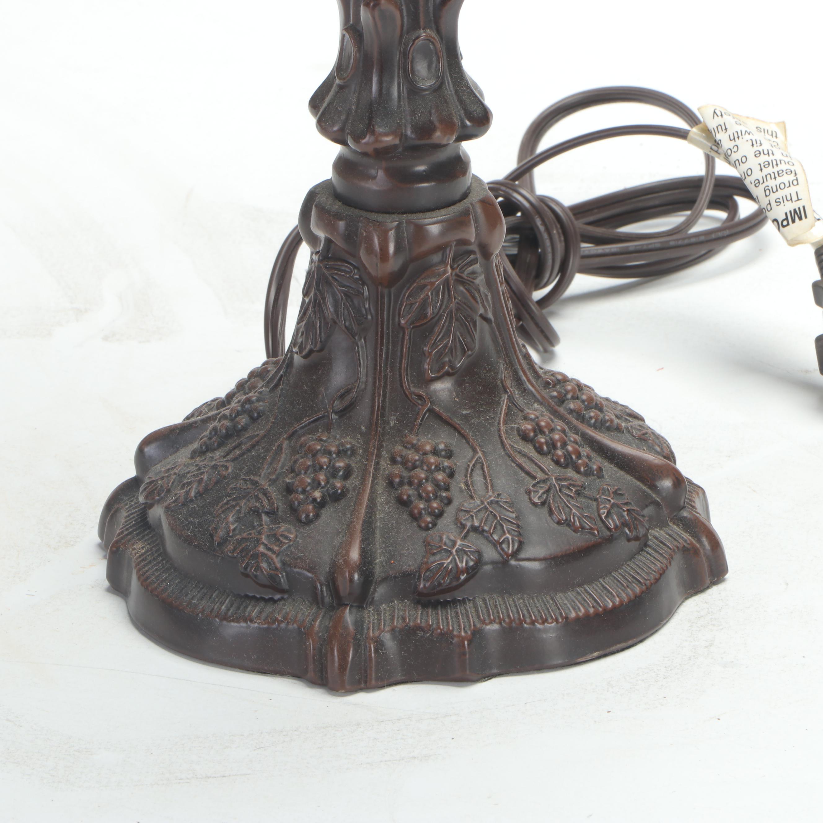 Tiffany Style Slag Glass Grape Motif Table Lamp