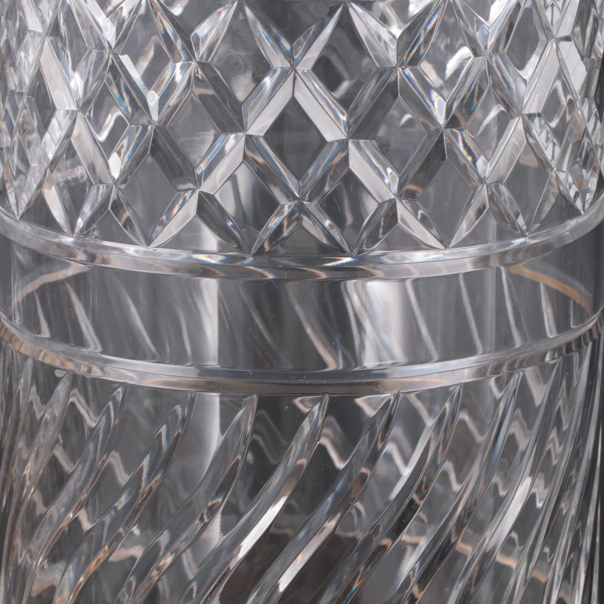 American Brass Candle Holders with Cut Glass Hurricanes