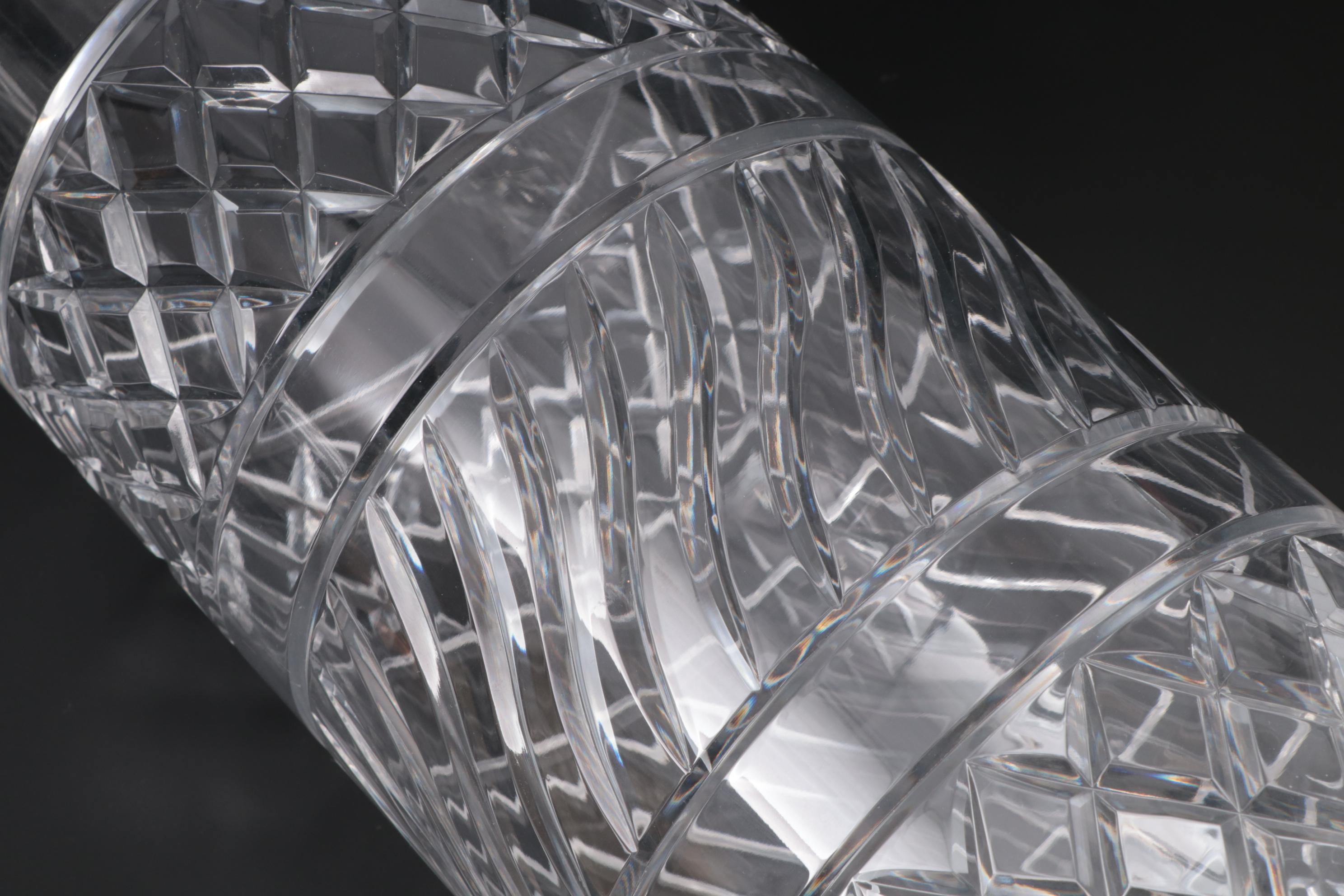 American Brass Candle Holders with Cut Glass Hurricanes